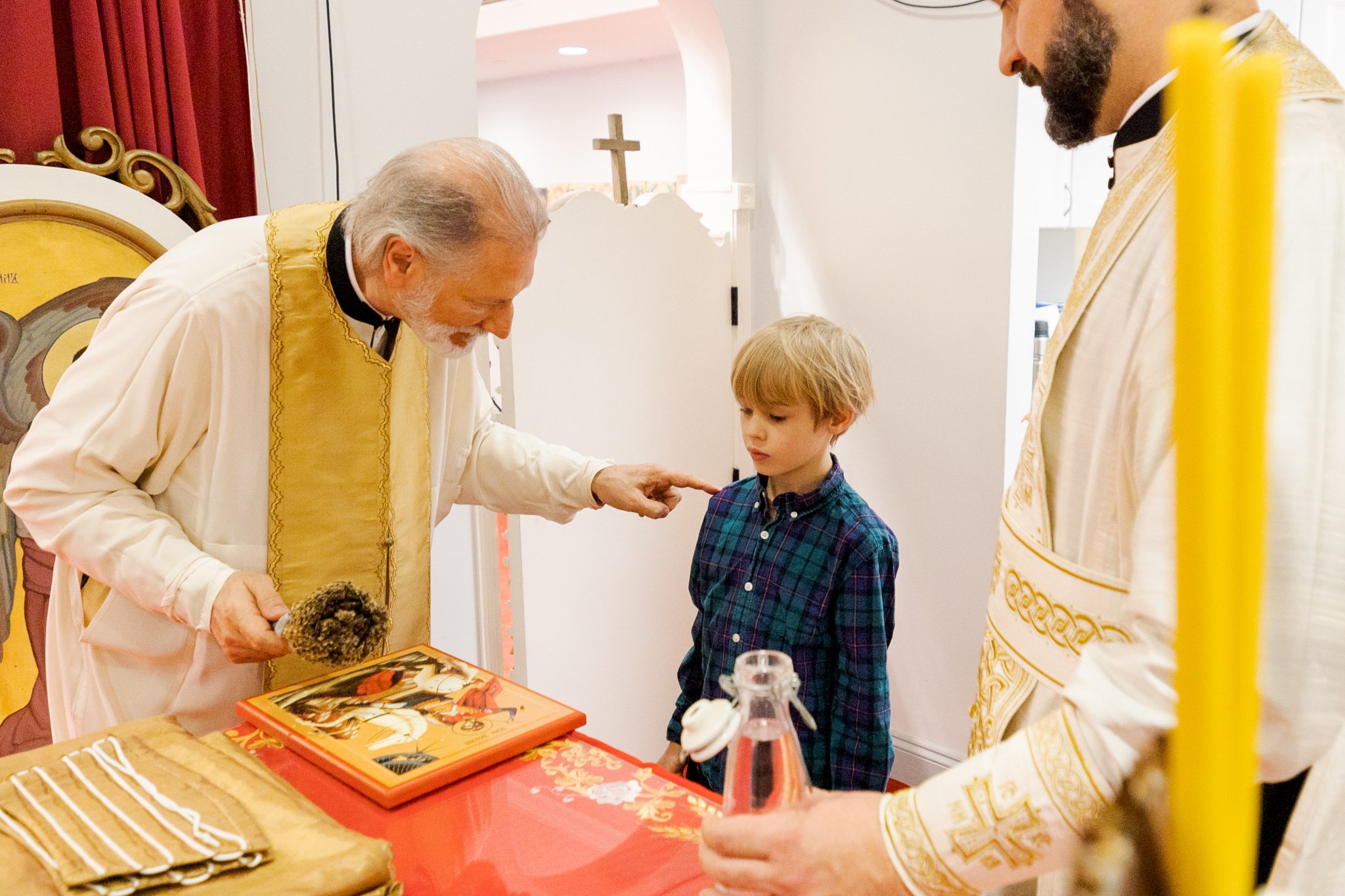 His Grace Bishop Irinej blesses icon of St. George