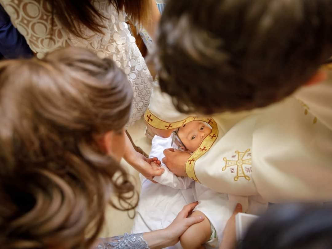 The little christian is hiding in the Light of The Holly Spirit