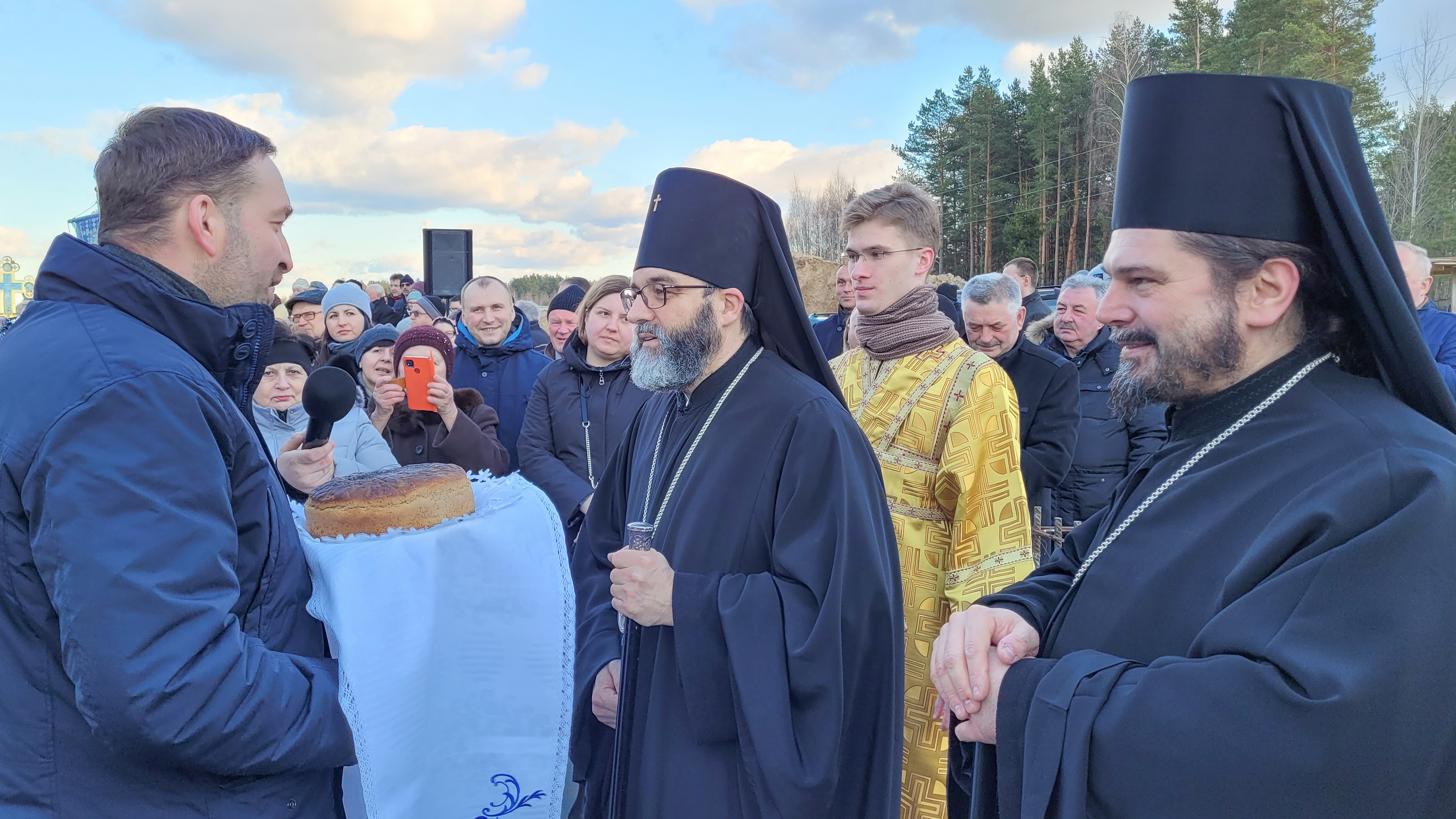 The blessing of the cornerstone of Orthodox church in Karakule