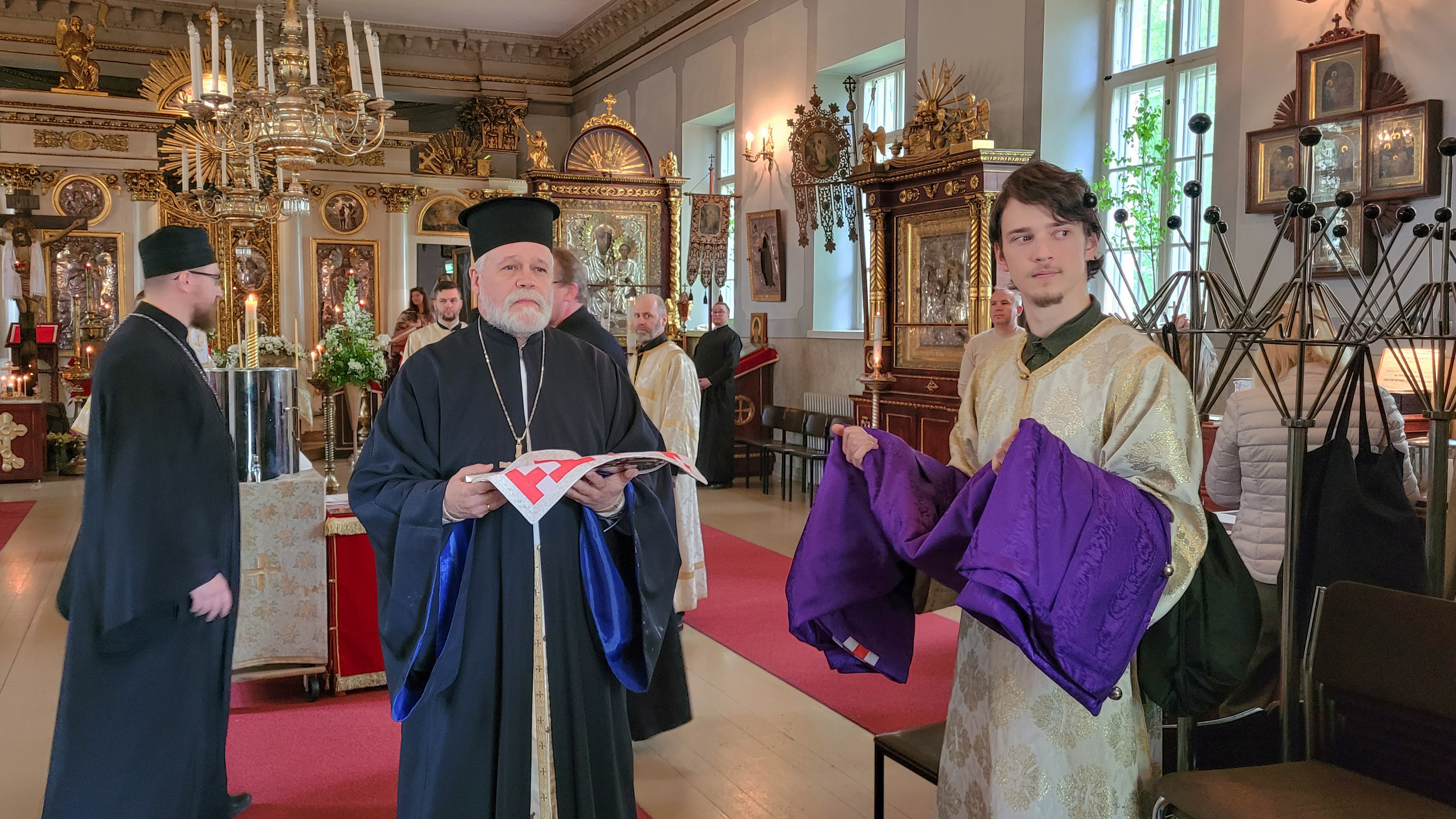 The meeting of bishop Sergei before Divine Liturgy in the Holy Trinity Orthodox church in Helsink