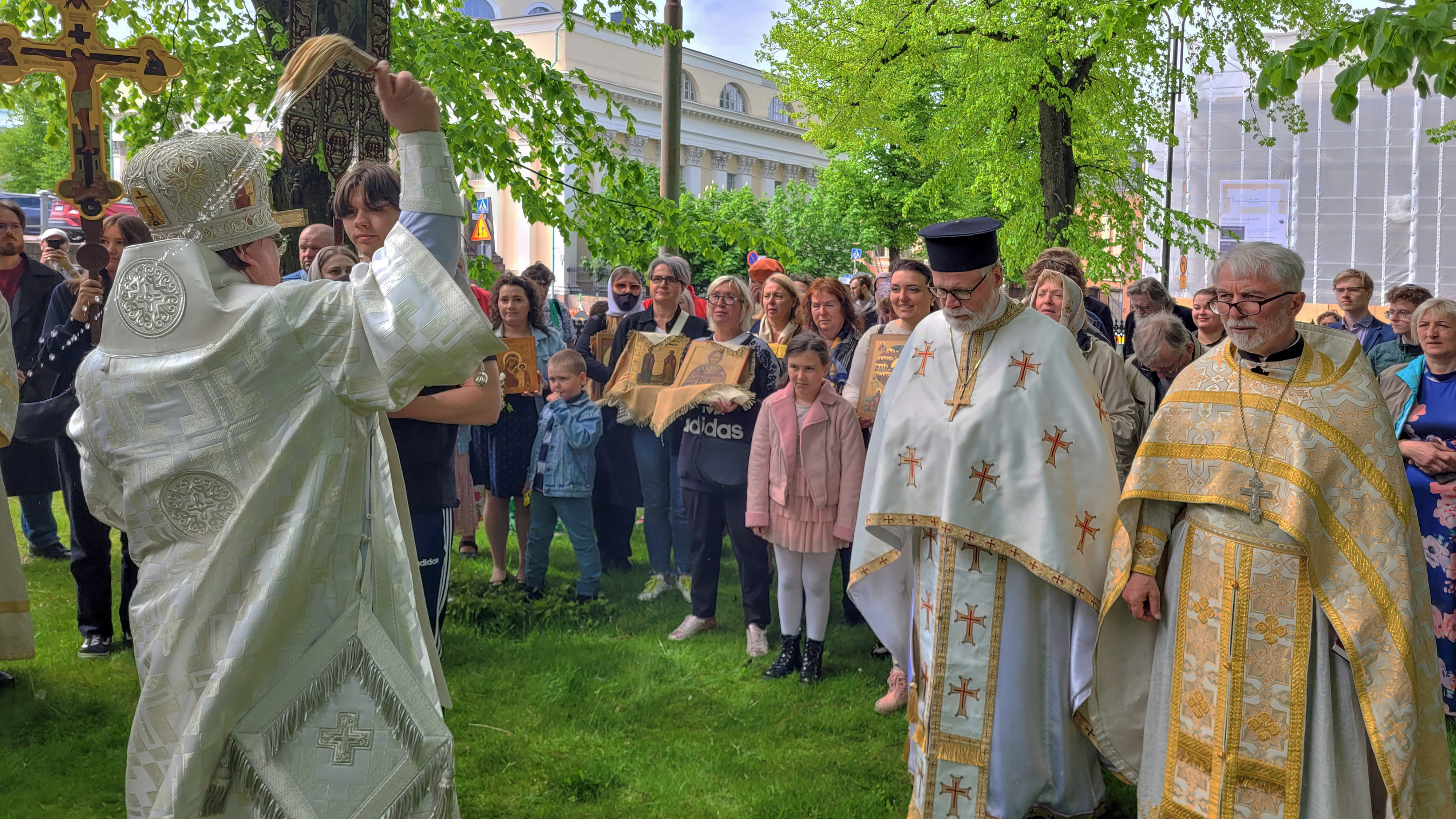 The procession after the Divine Liturgy in the Holy Trinity Orthodoc church in Helsinki