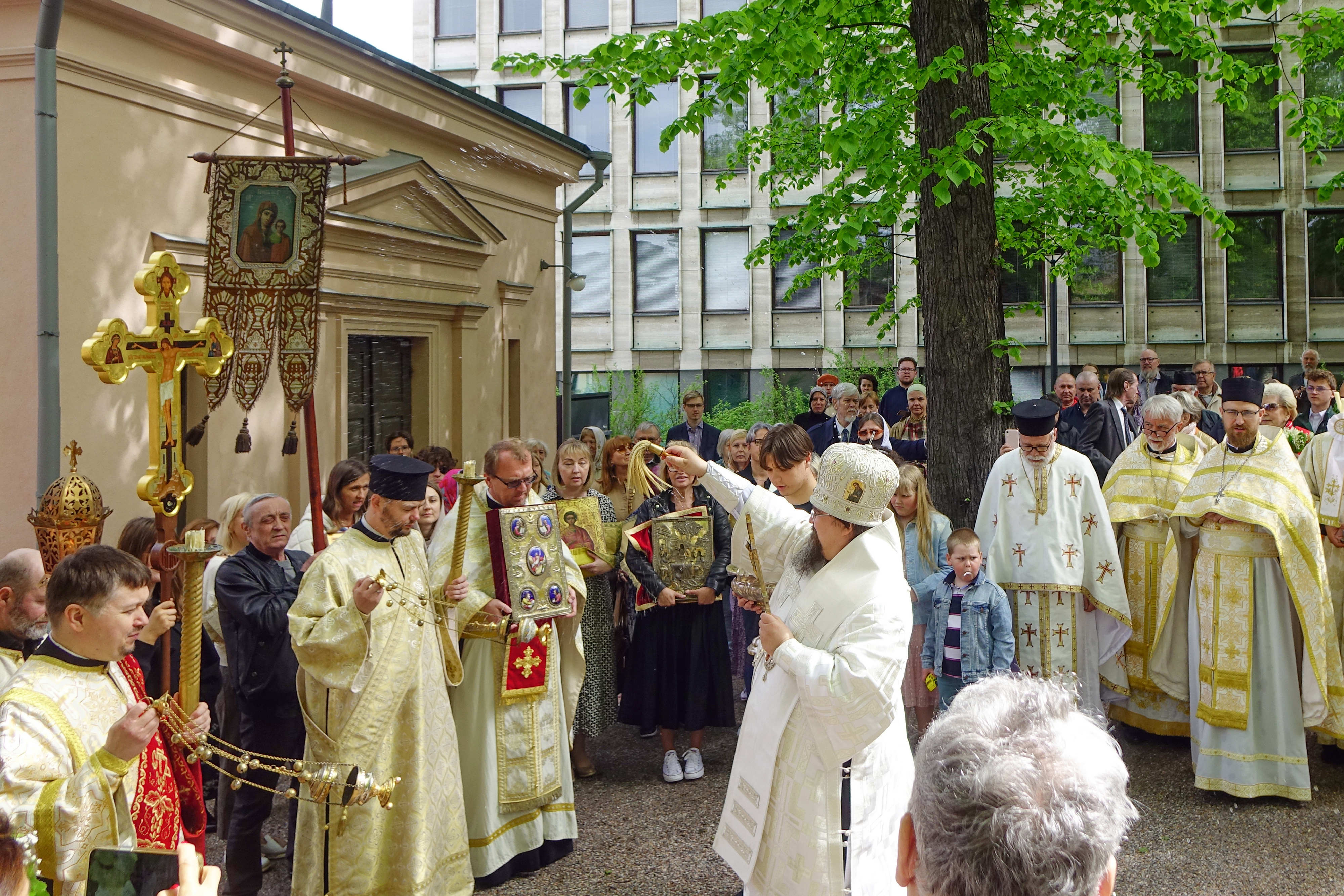 The procession after the Divine Liturgy in the Holy Trinity Orthodoc church in Helsinki
