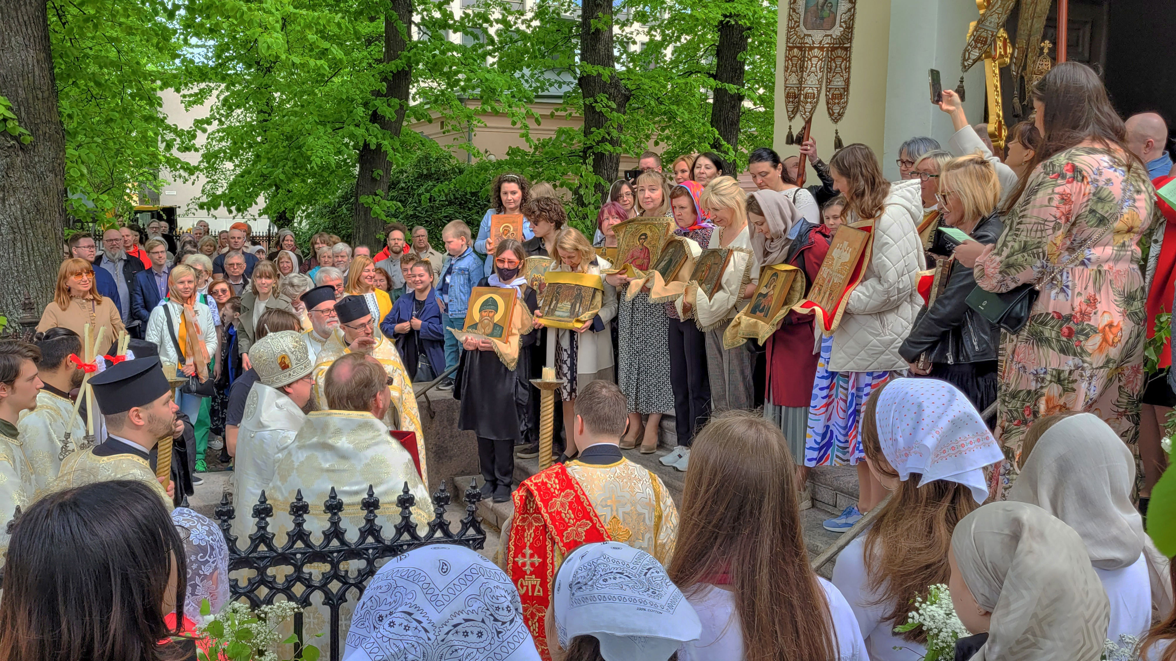 The procession after the Divine Liturgy in the Holy Trinity Orthodoc church in Helsinki
