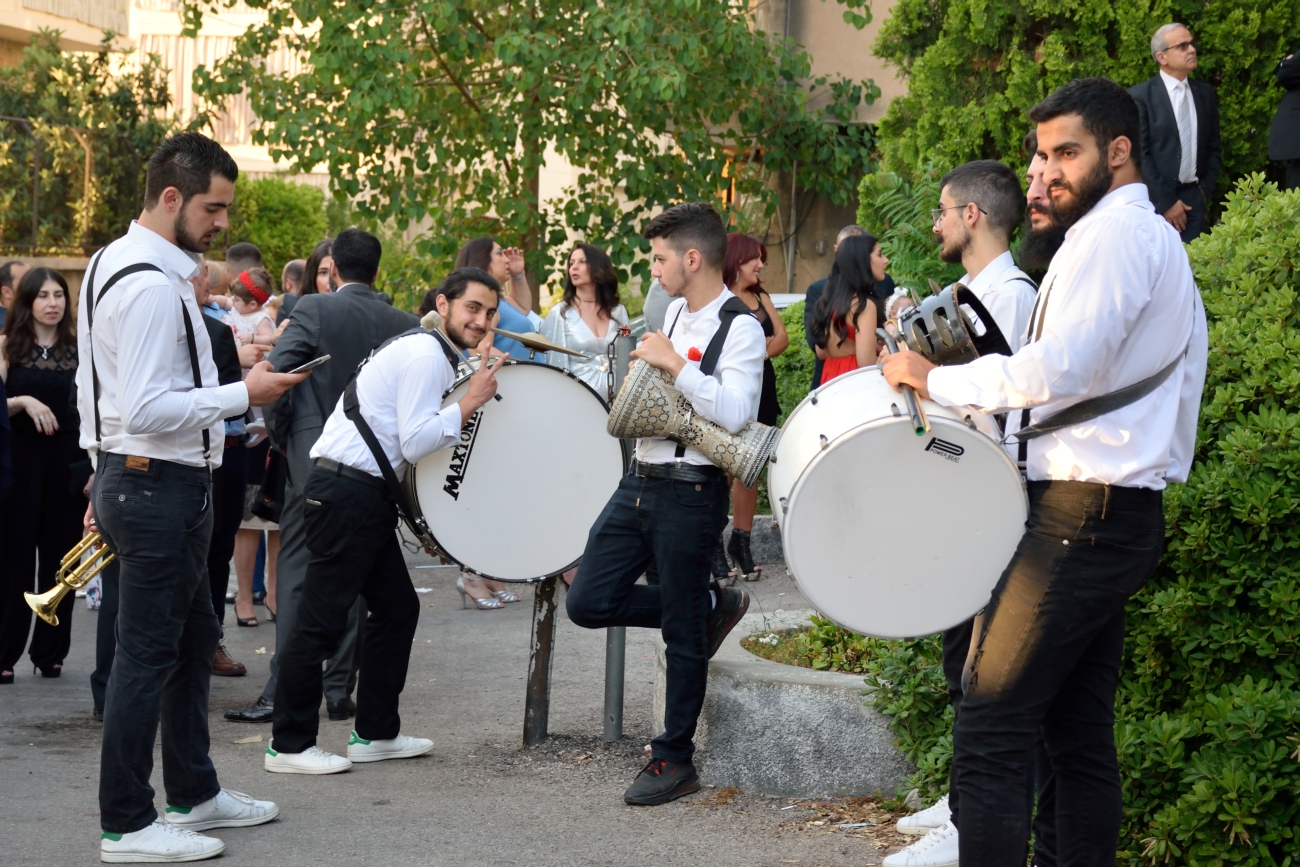 Orchestra for the wedding in front of Orthodox church, Antelias 2022