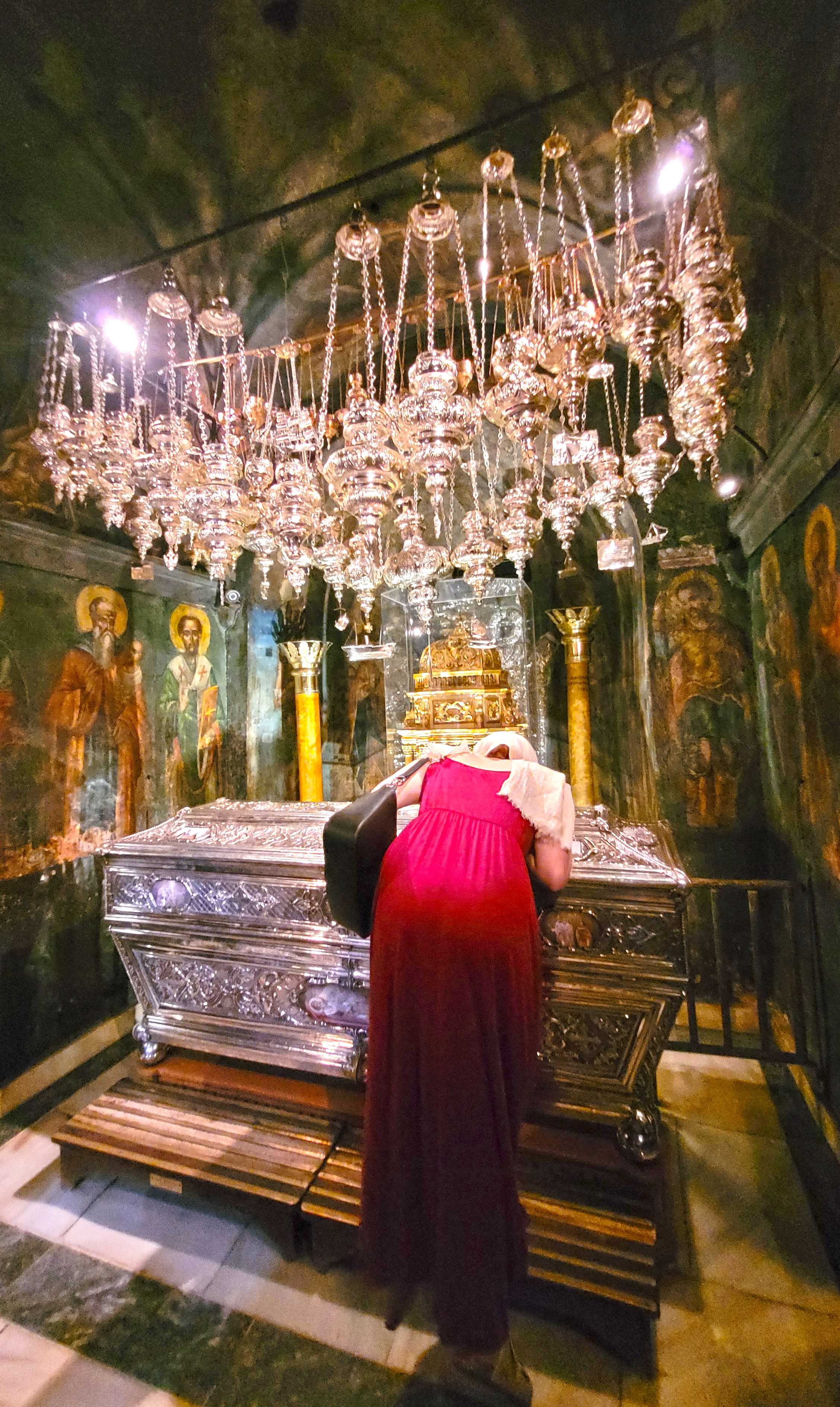 Veneration of St. Spiridon relics in St. Spiridon Orthodox church in Korfu