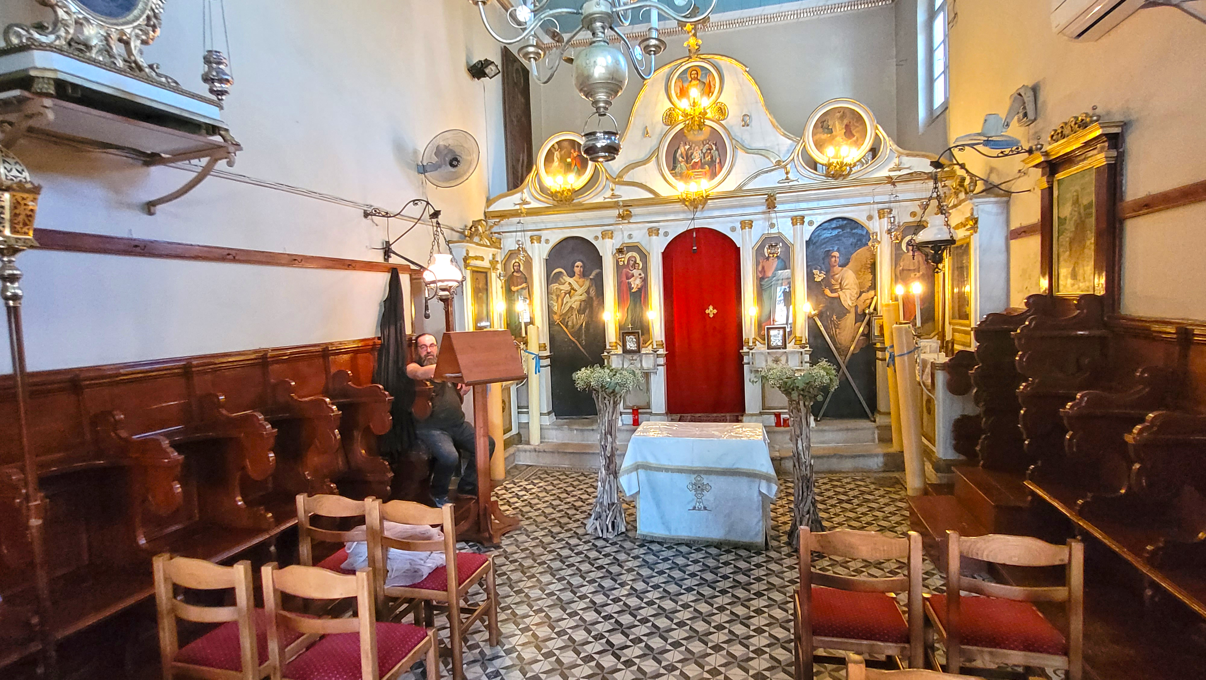 The Orthodox church of the Virgin Mary Mandrakina close to the Old Castle in Corfu