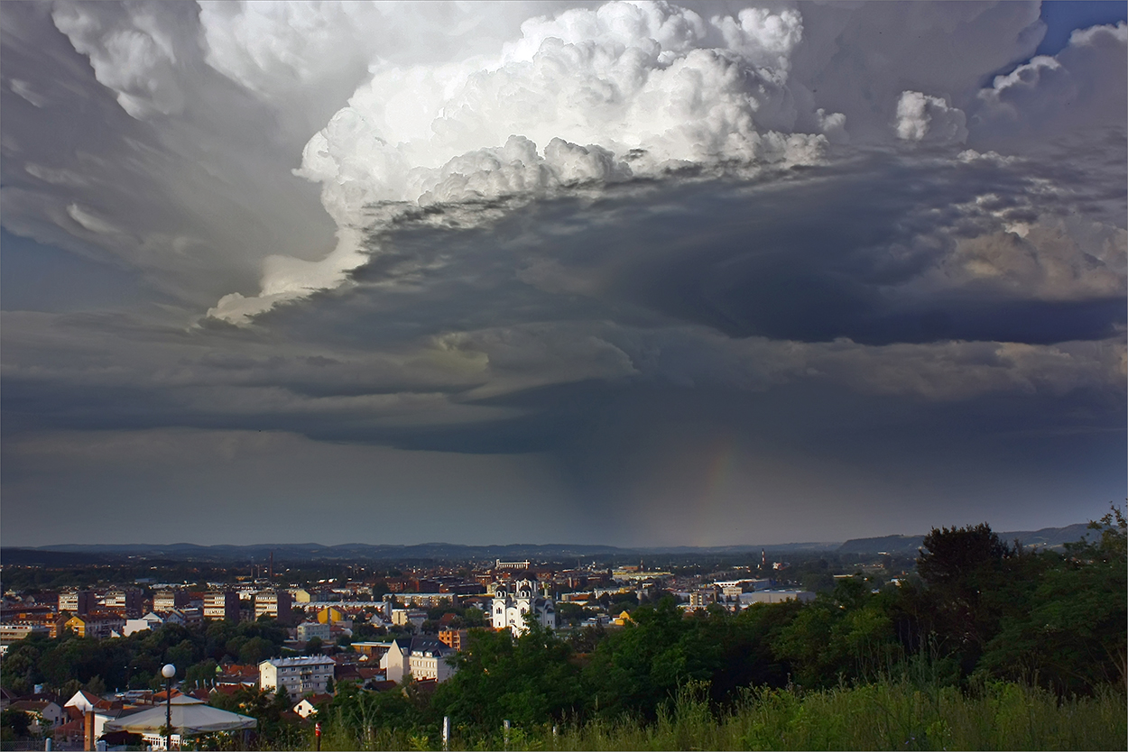 Dramatic cloud formation over the church