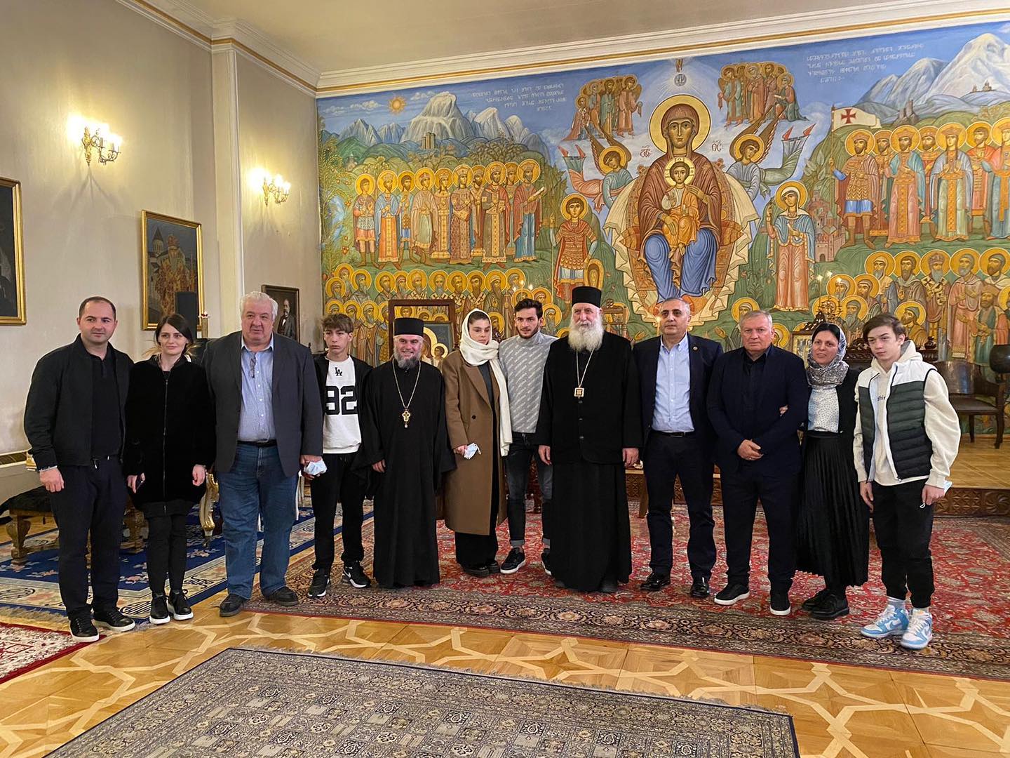 Khvicha Kvaratskhelia with his family in the Patriarchate of Georgia in Tbilisi. 23.03.2023