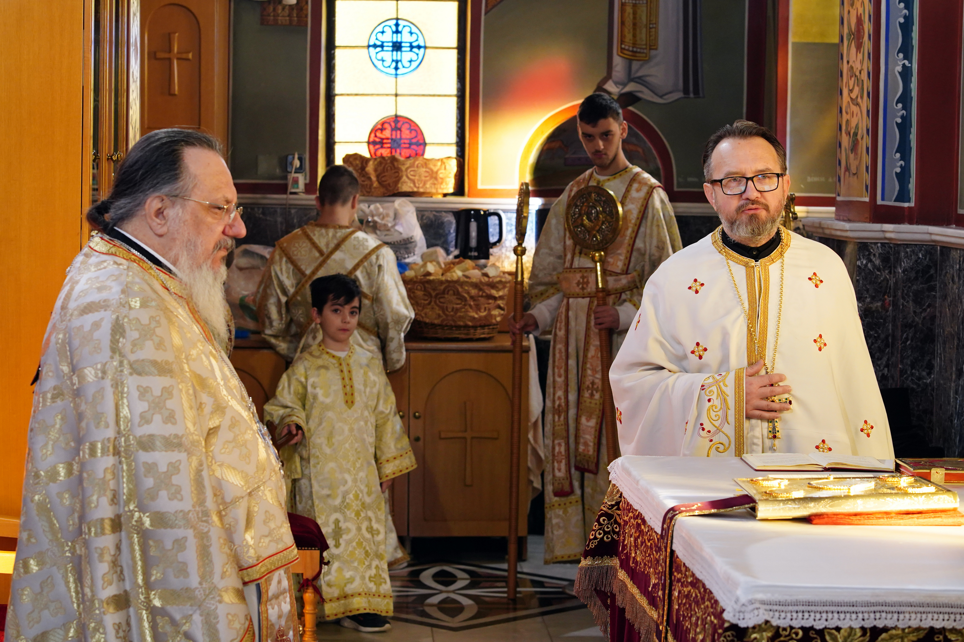 The Divine Liturgy in Sts. Cosma and Damian Orthodox church in Veria
