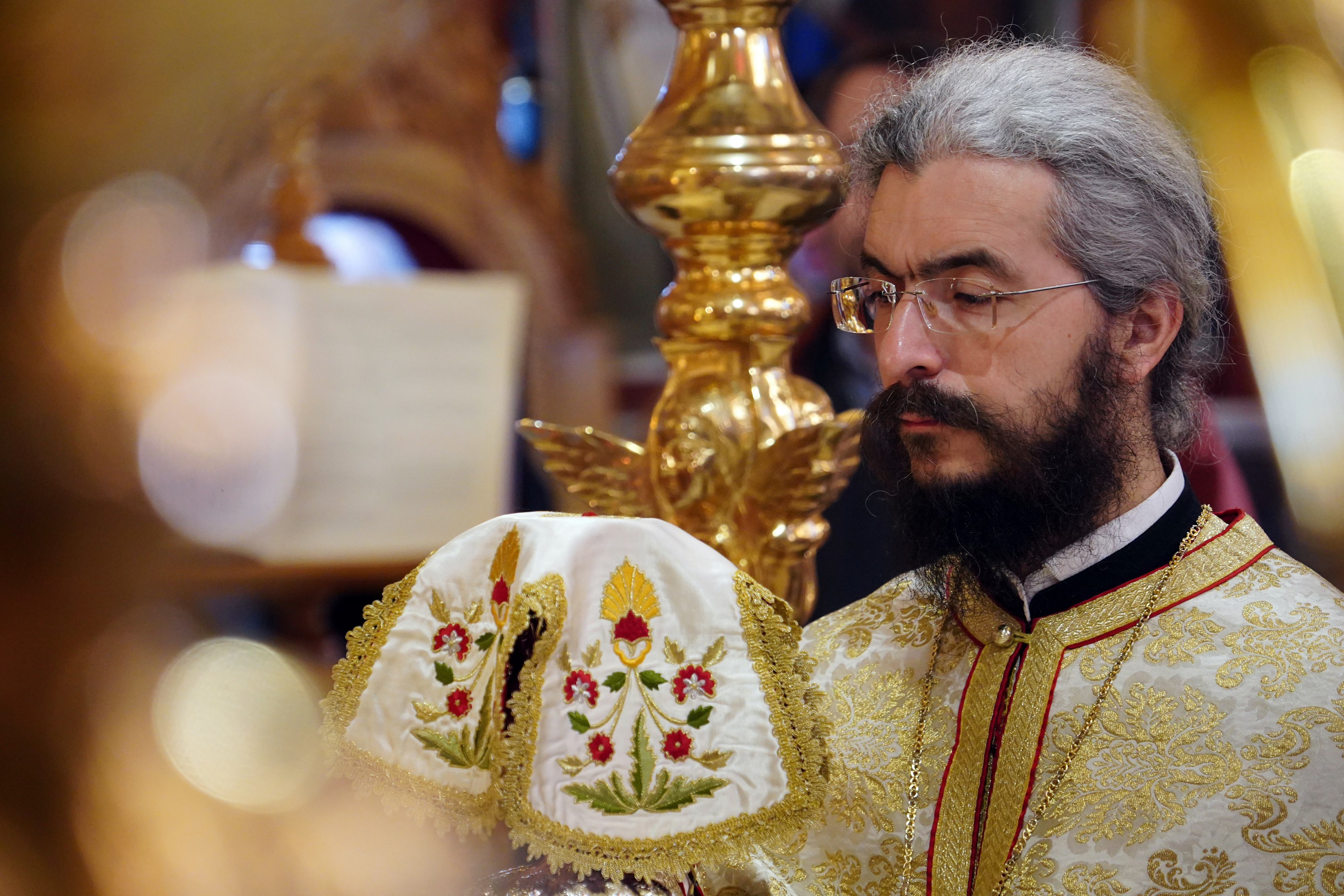 The Divine Liturgy in Sts. Cosma and Damian Orthodox church in Veria