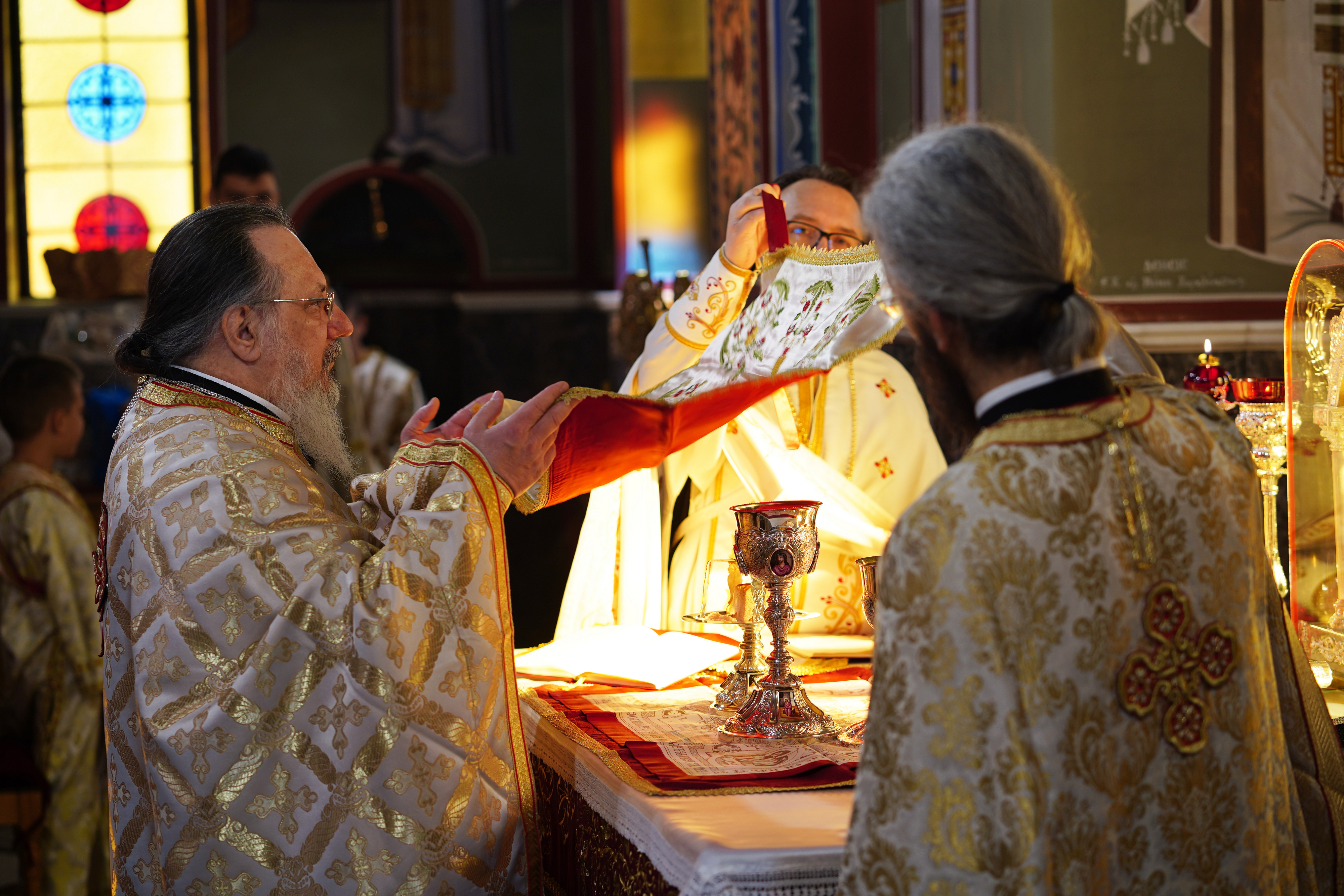 The Divine Liturgy in Sts. Cosma and Damian Orthodox church in Veria