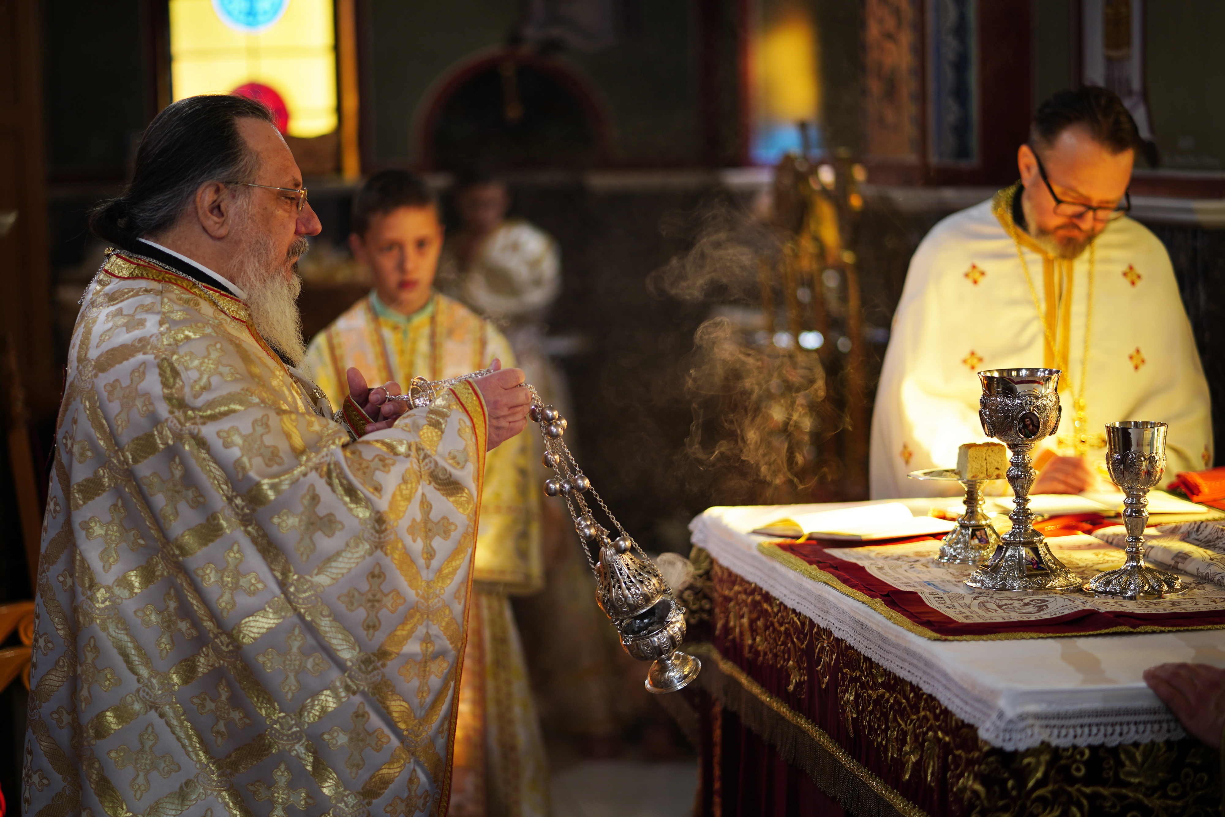The Divine Liturgy in Sts. Cosma and Damian Orthodox church in Veria