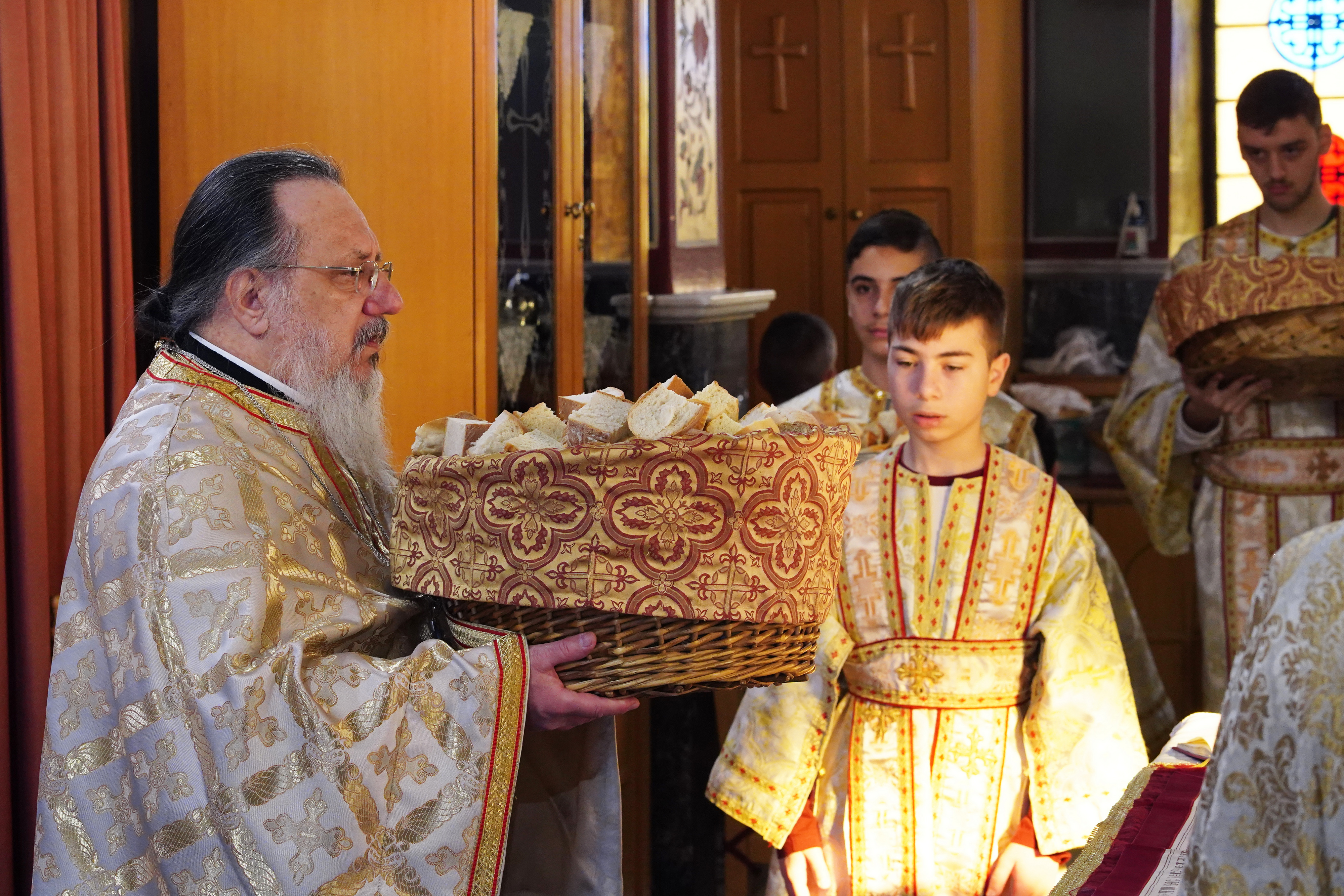 The Divine Liturgy in Sts. Cosma and Damian Orthodox church in Veria