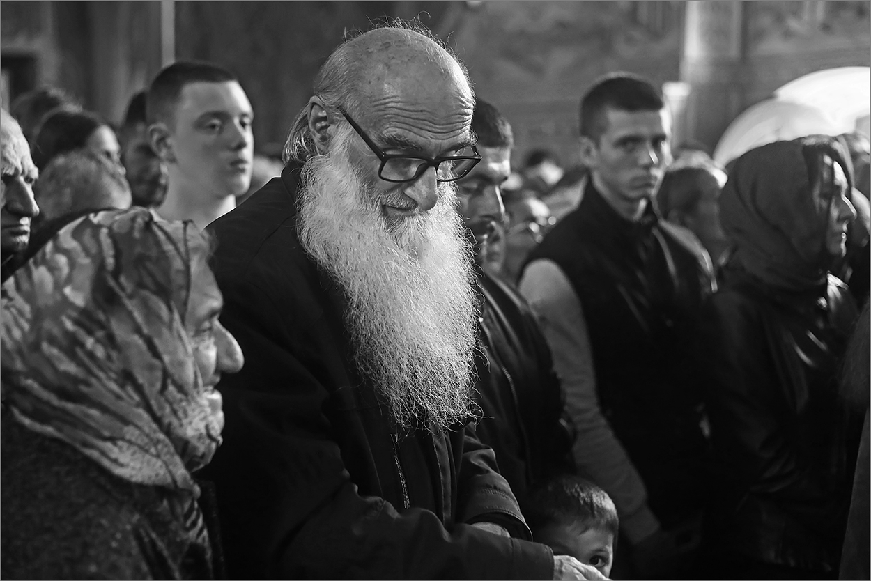 Believers on Good Friday at the Church of Protection of Holy Mother in Valjevo
