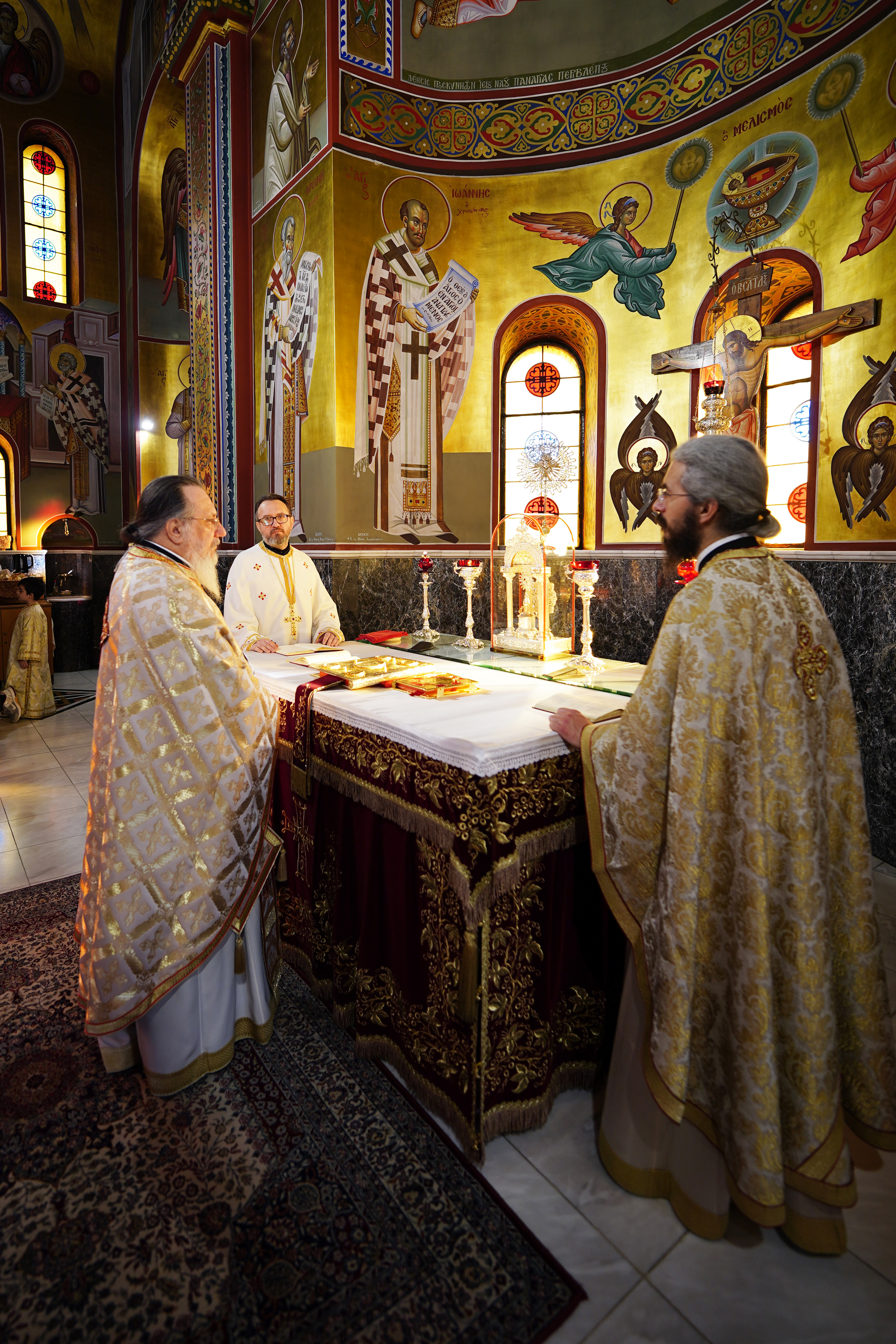The Divine Liturgy in Sts. Cosma and Damian Orthodox church in Veria