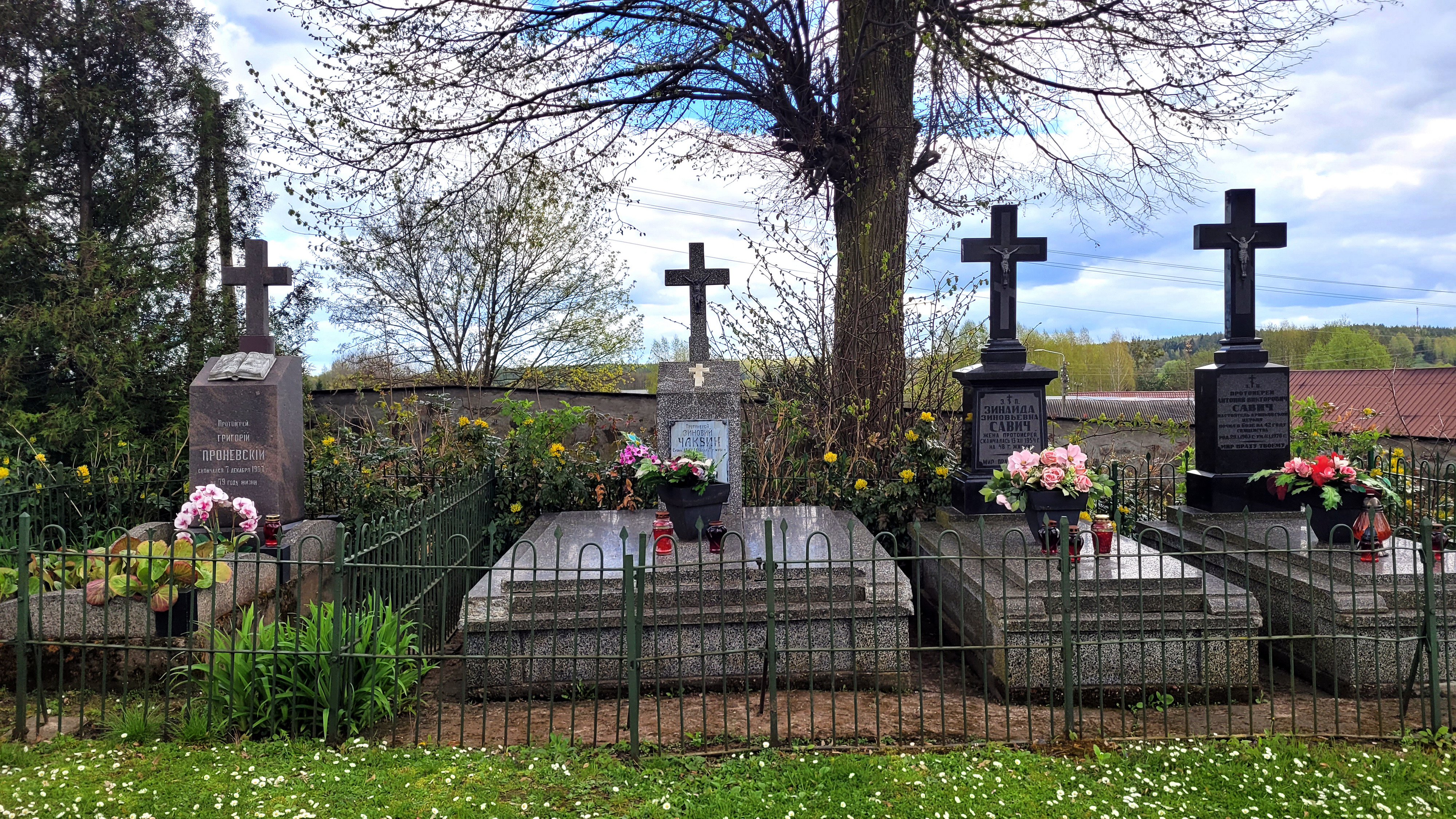 Crosses close to the Orthodox church in Krynki