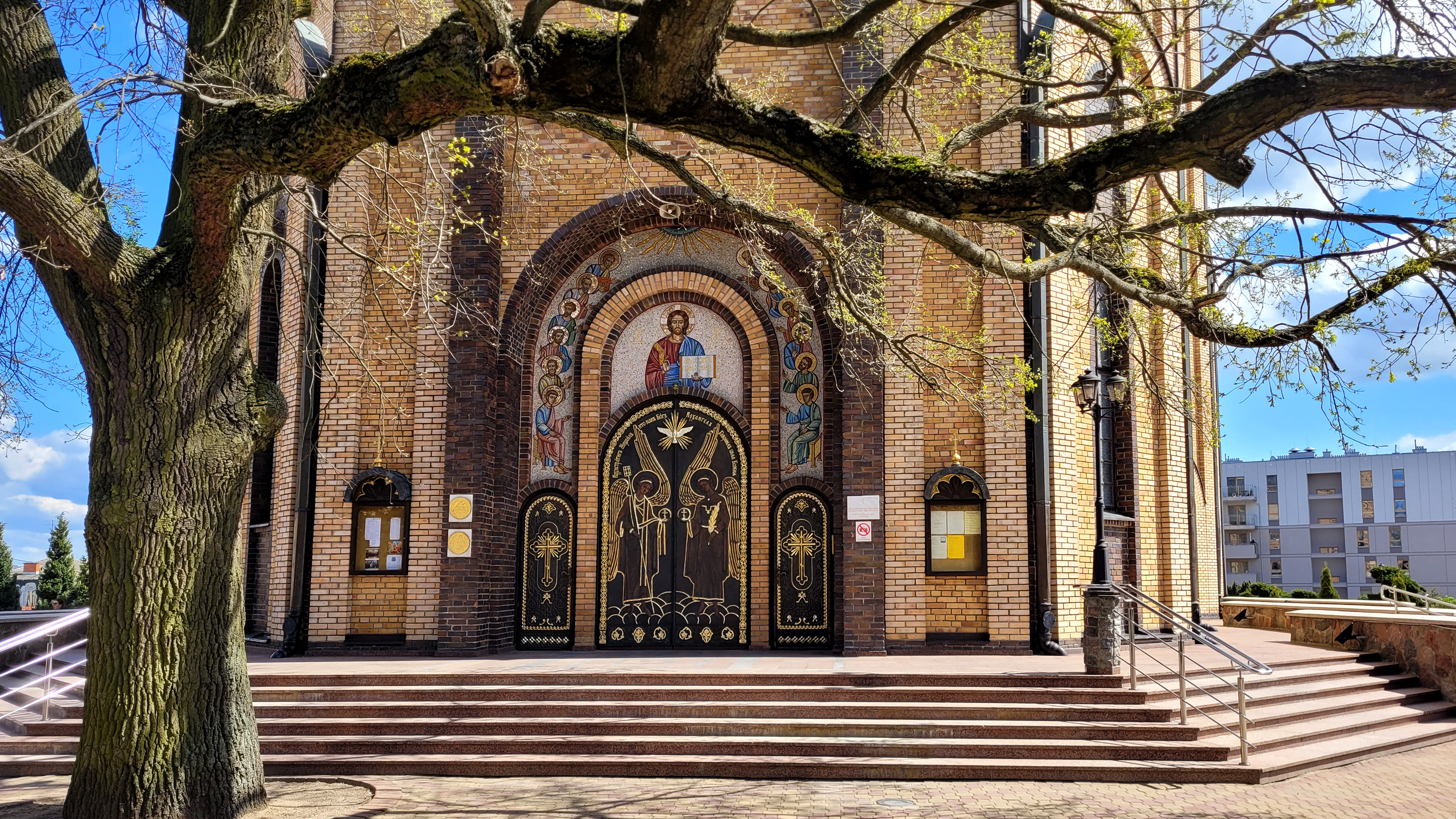 The main entrence to the Holy Spirit Orthodox church in Białystok