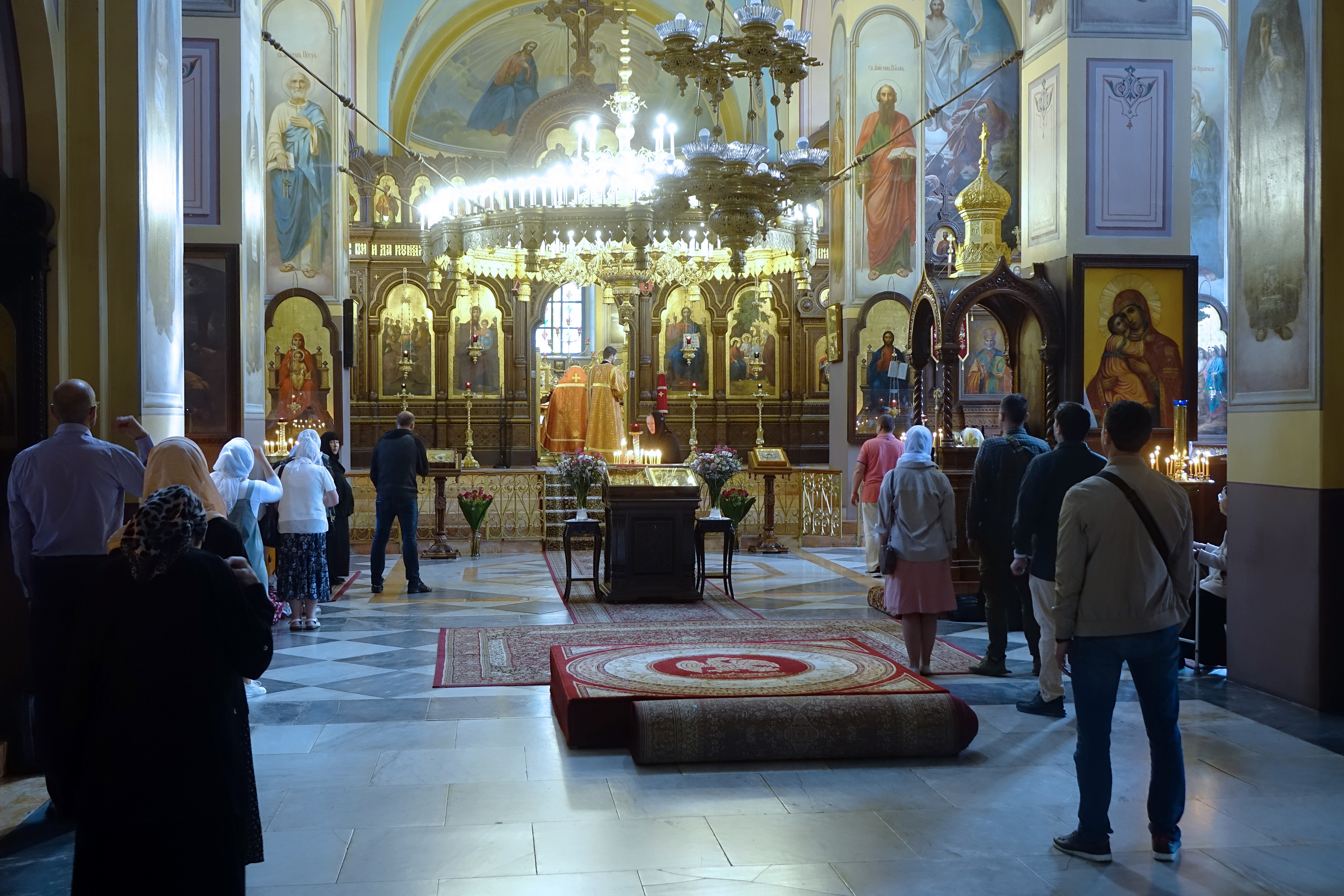 The Divine Liturgy in the Holy Trinity Orthodox Russian Cathedral in Jerusalem