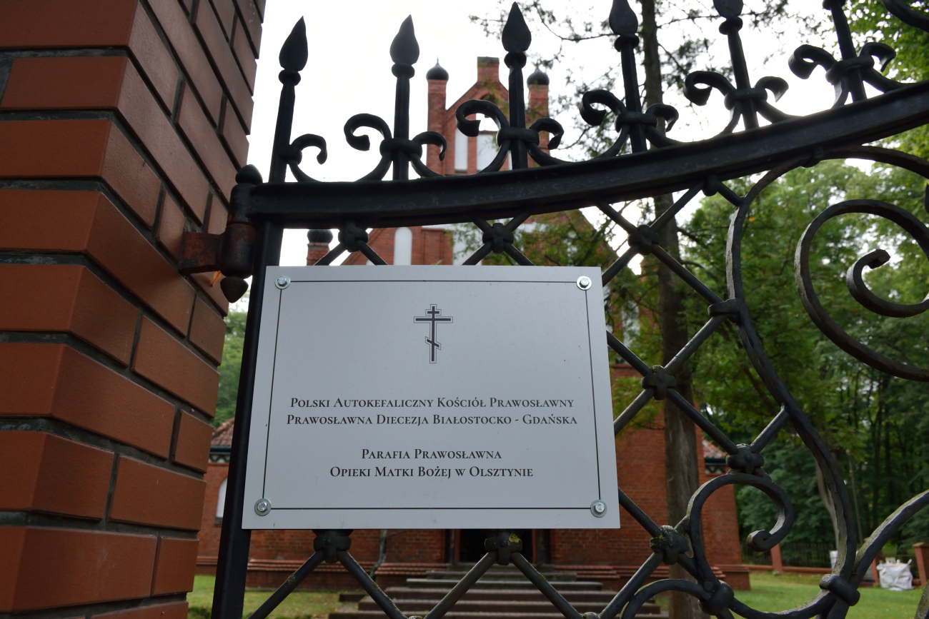 Tabliczka prawosławnej cerkwi w Olsztynie, 2022