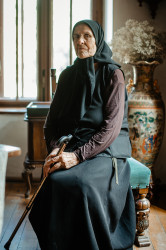 Gheorghita 
Nun Apolinaria, 91 years old. Returnig after 70 years to her first monastary. Miclauseni Monastary. 
2023-09-14 19:31:42