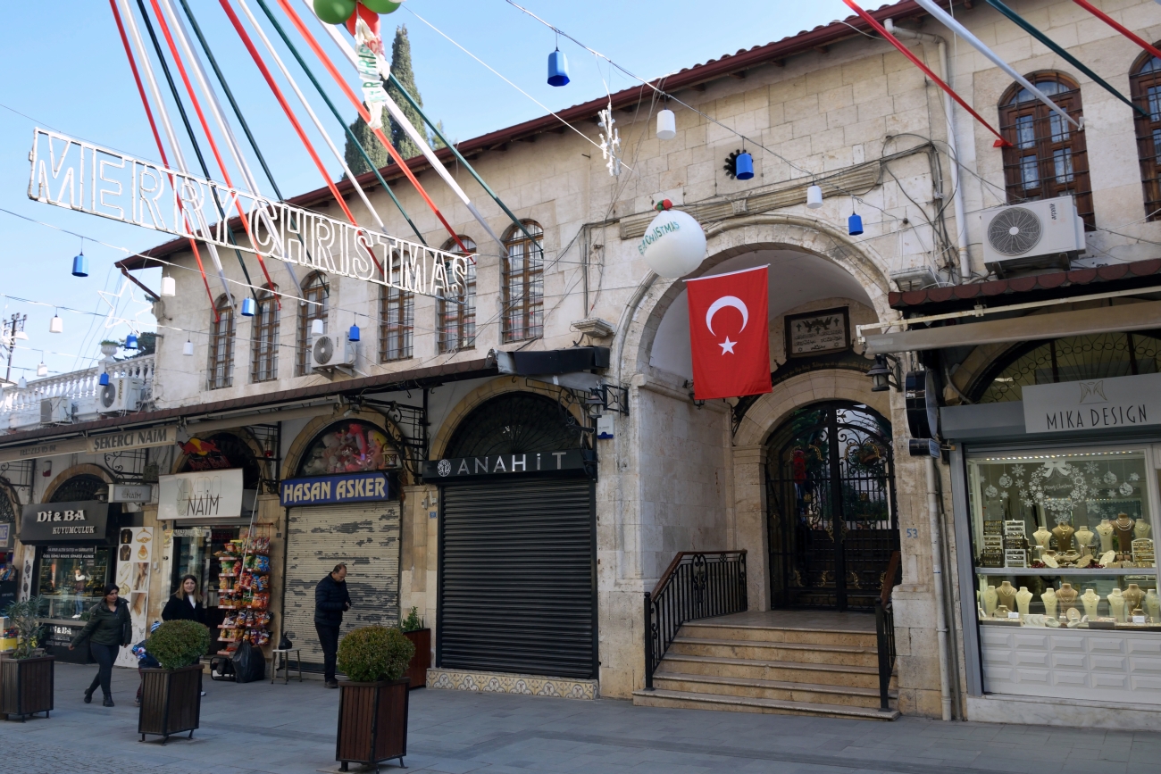 Centre of Antakya (Antioch) next to the Orthodox church, January 2023
