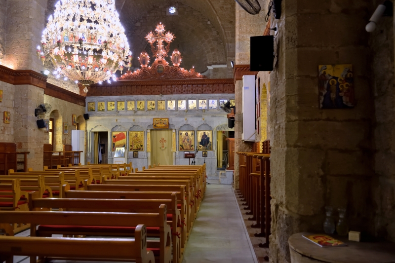 Interior of saint Elias Orthodox church in Tripoli, 2022