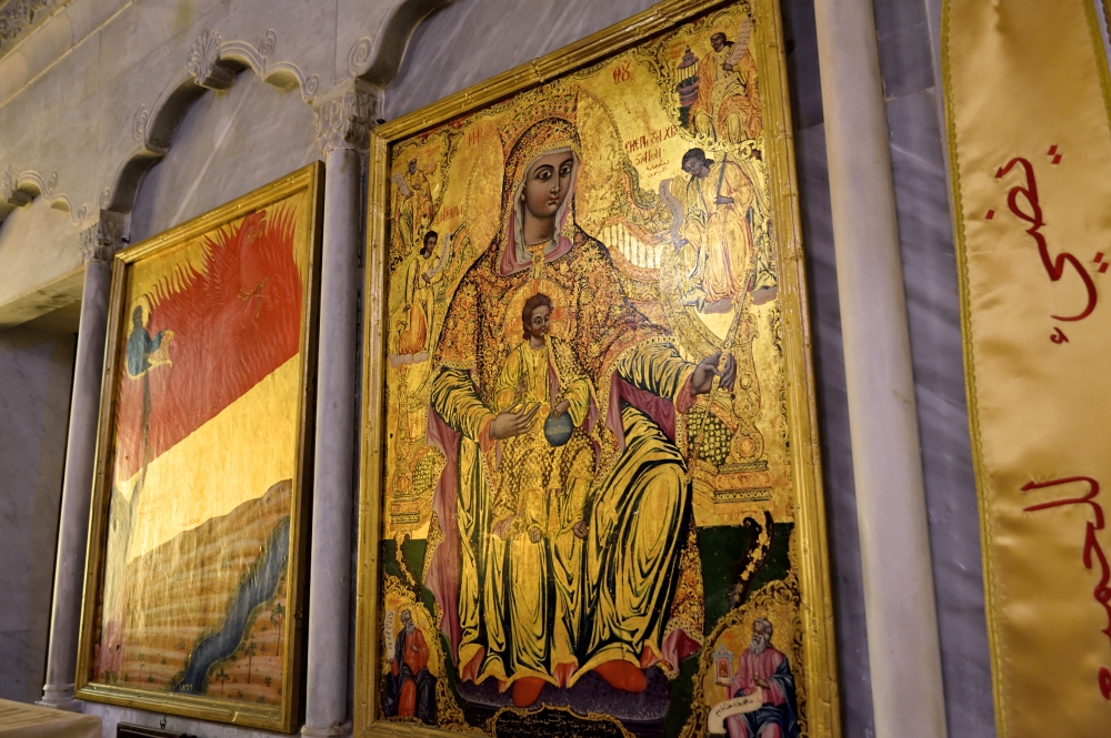 Part of iconostasis in st. Elias church in Tripoli, 2022