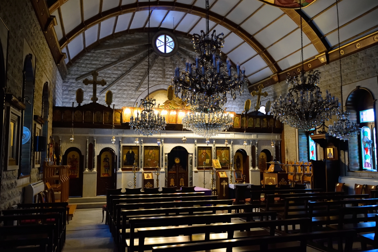 Wnętrze prawosławnej cerkwi św. Antoniego w Zahle, 2022