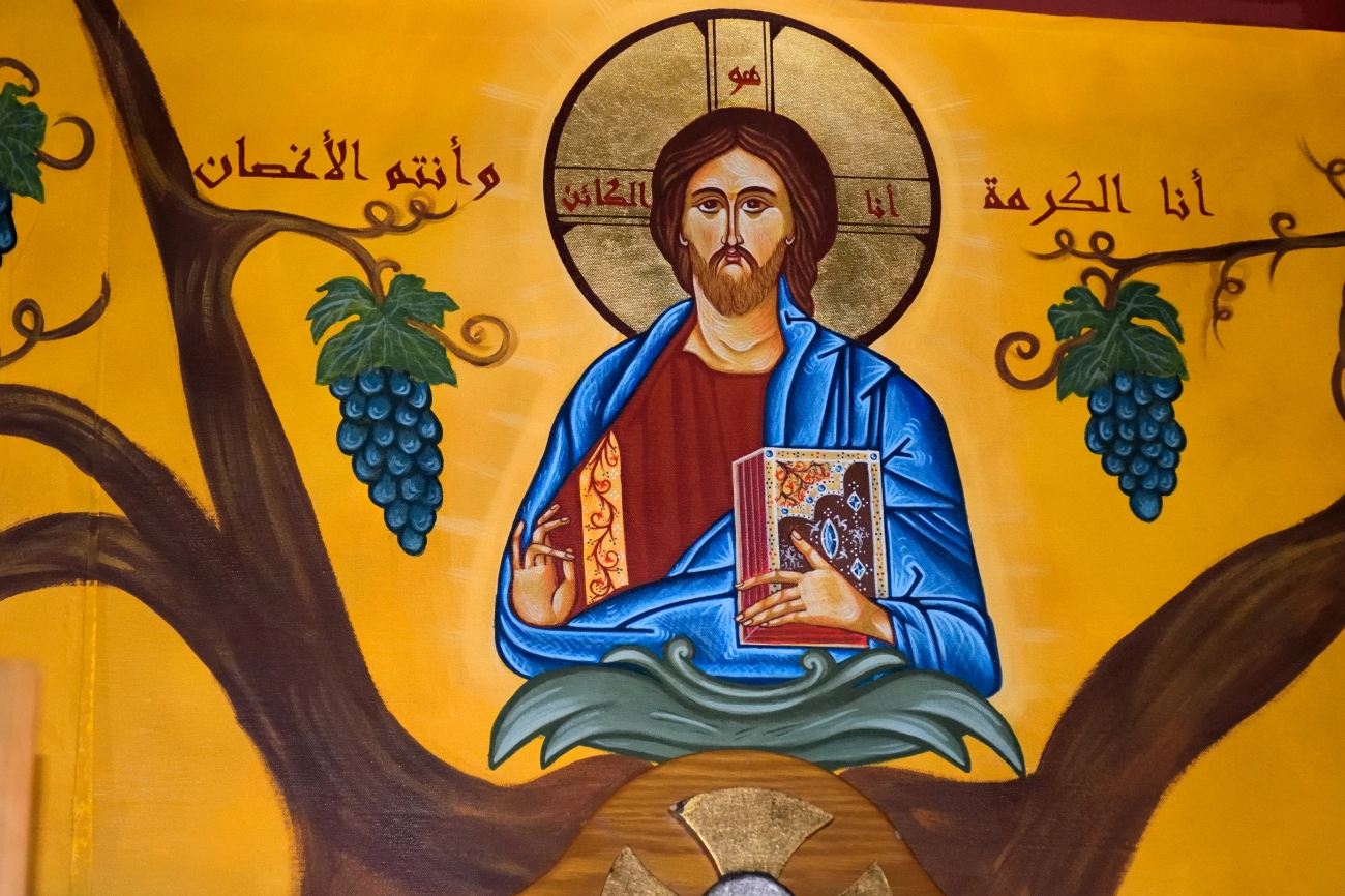 Ja jestem krzewem winnym, a wy latoroślami - fresk w Zahle