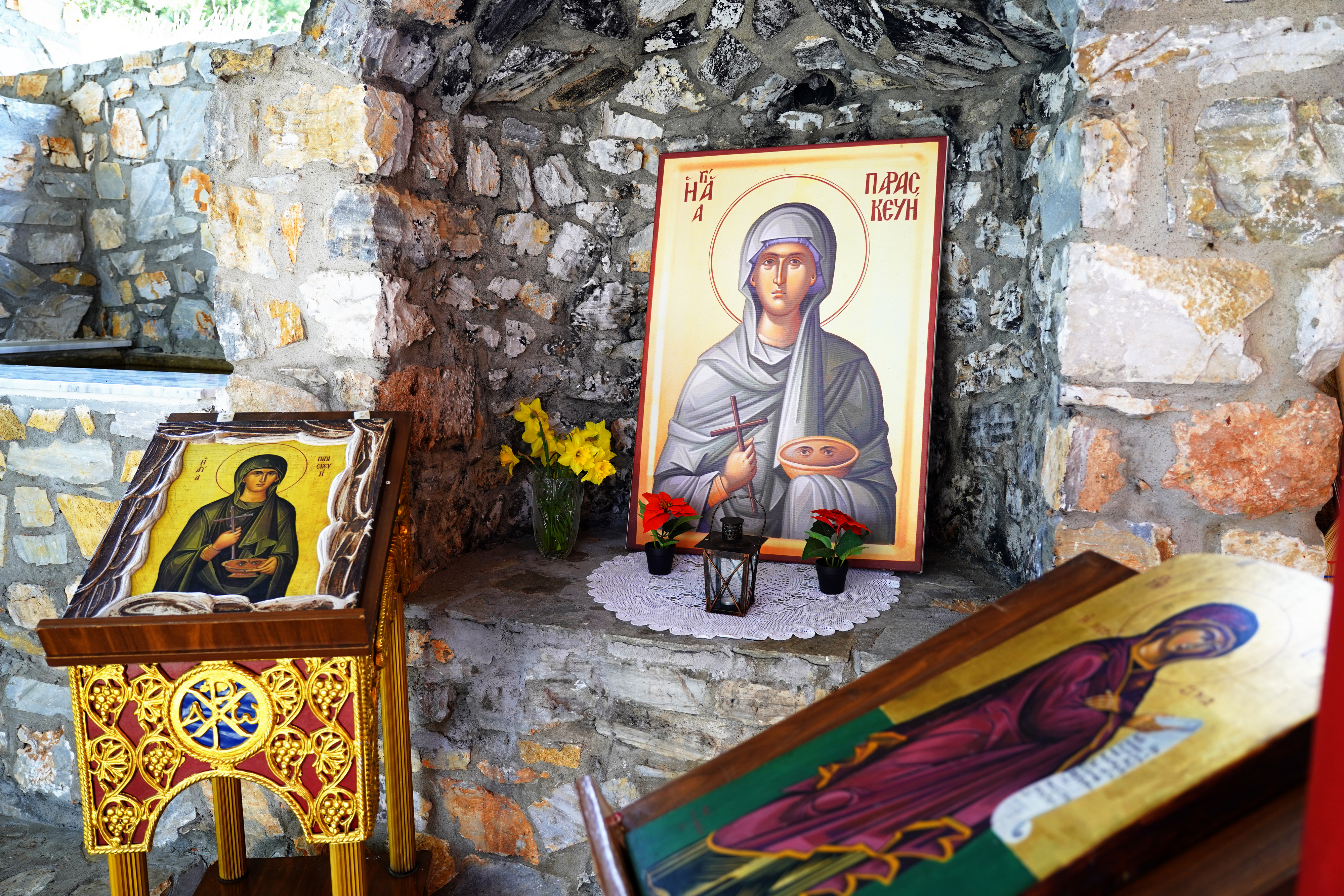 Icons in front of St. Parascevi Orthodox church close to Philippi