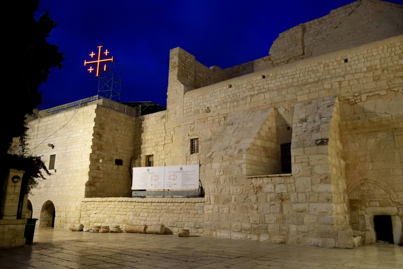 Natitivty church in Bethlehem at evening, 2023