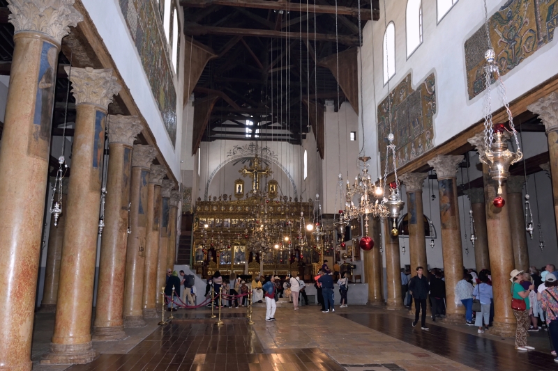Interior of the Nativity Church in Bethlehem, 2023