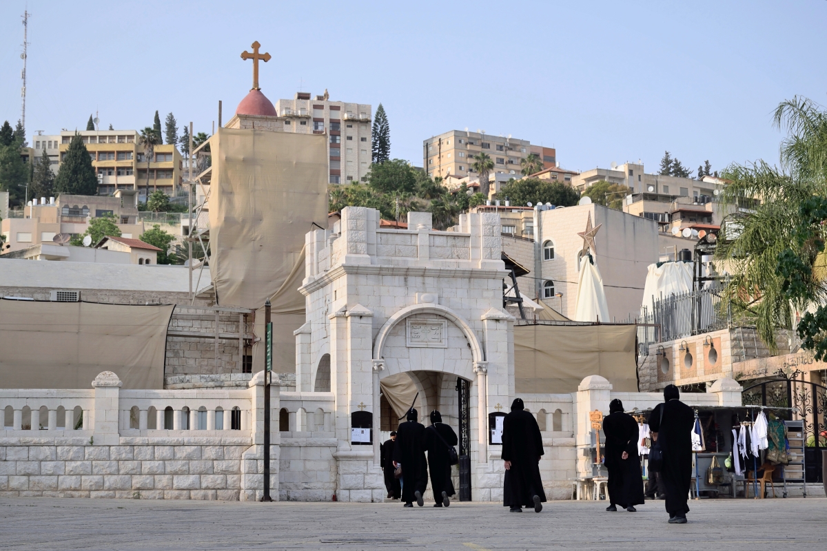 Coptic monks going to Eastern Orthodox church in Nazareth, 2023