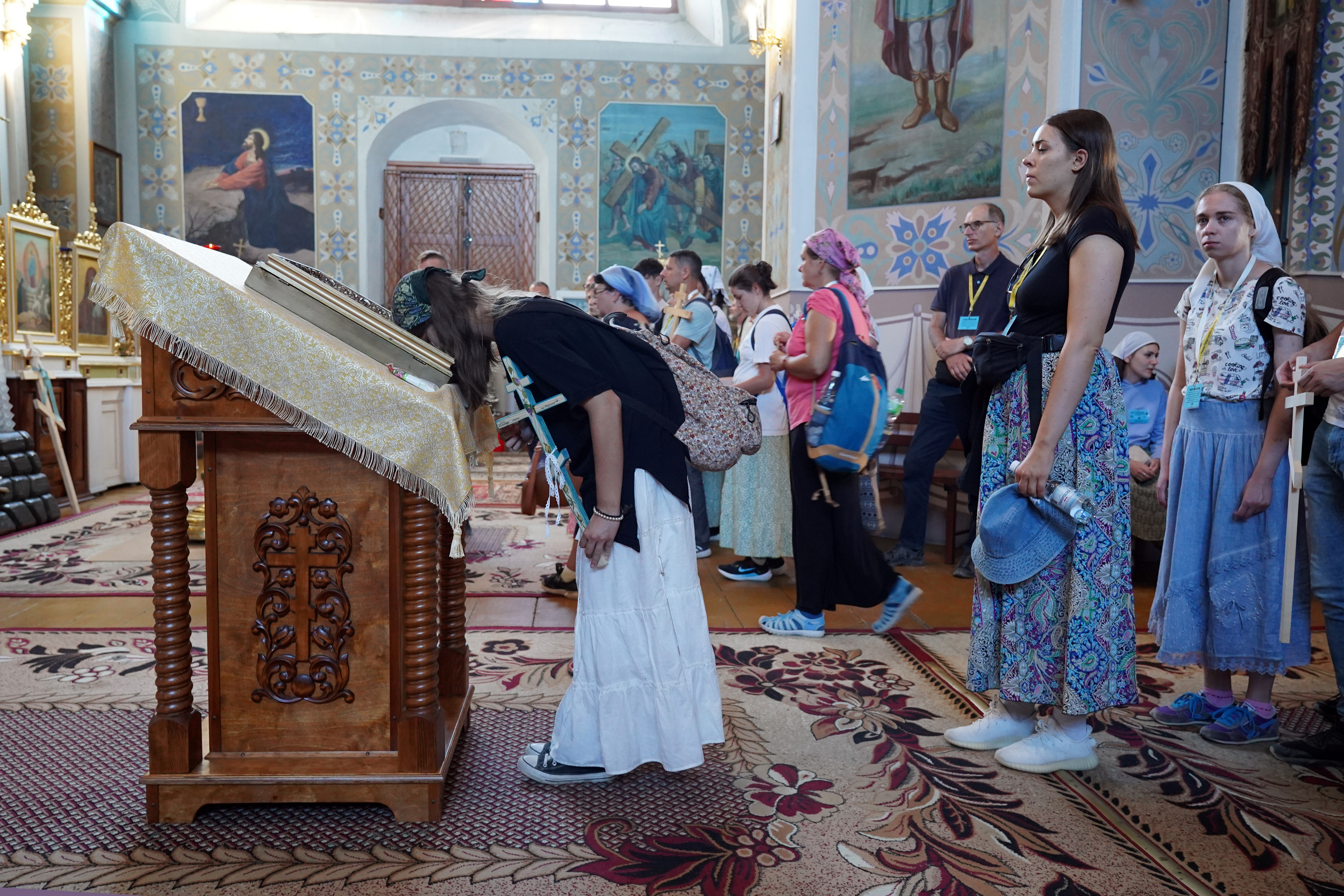 Pilgrims to Grabarka Convent in Orthodox church in Zabłudów