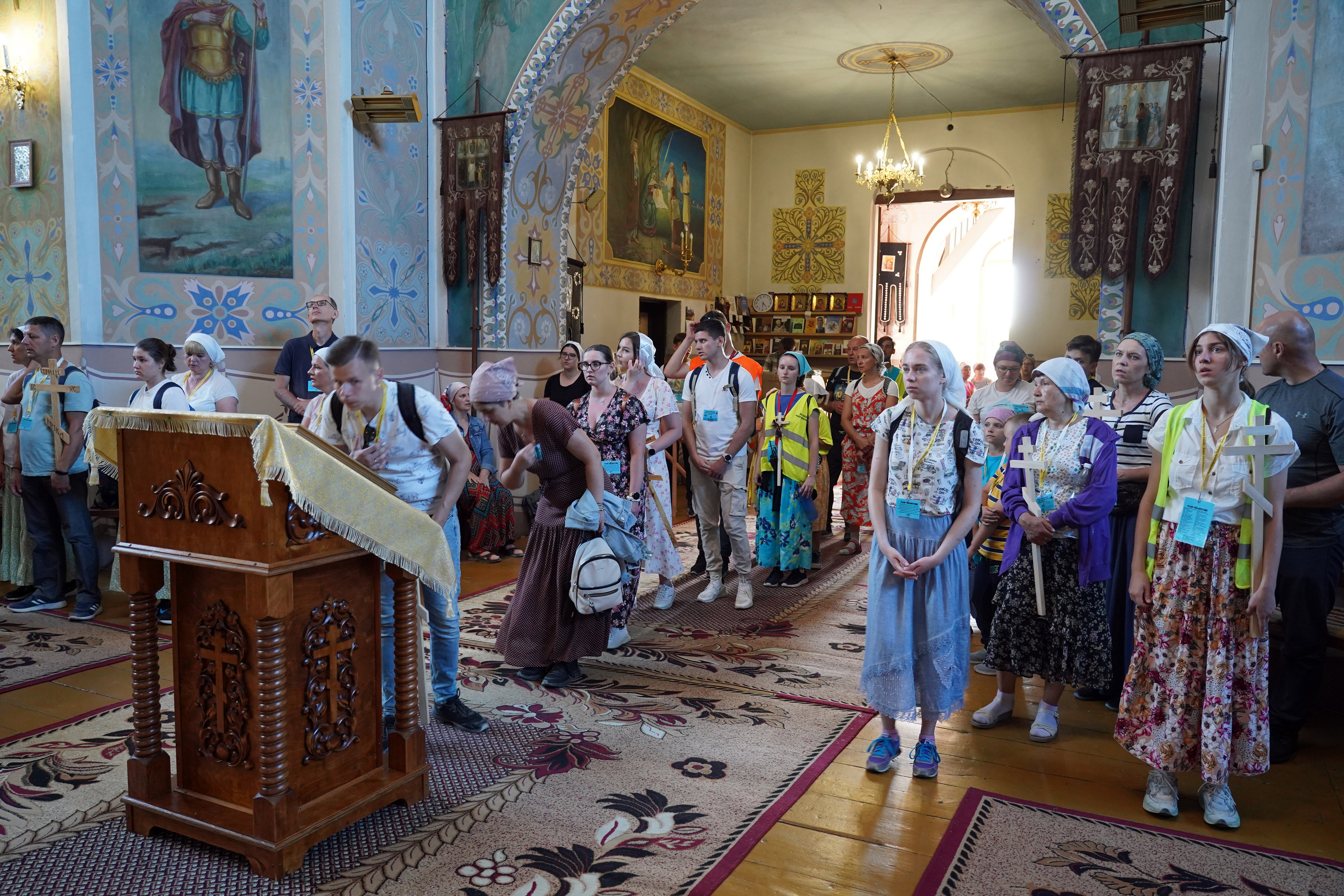 Pilgrims to Grabarka Convent in Orthodox church in Zabłudów