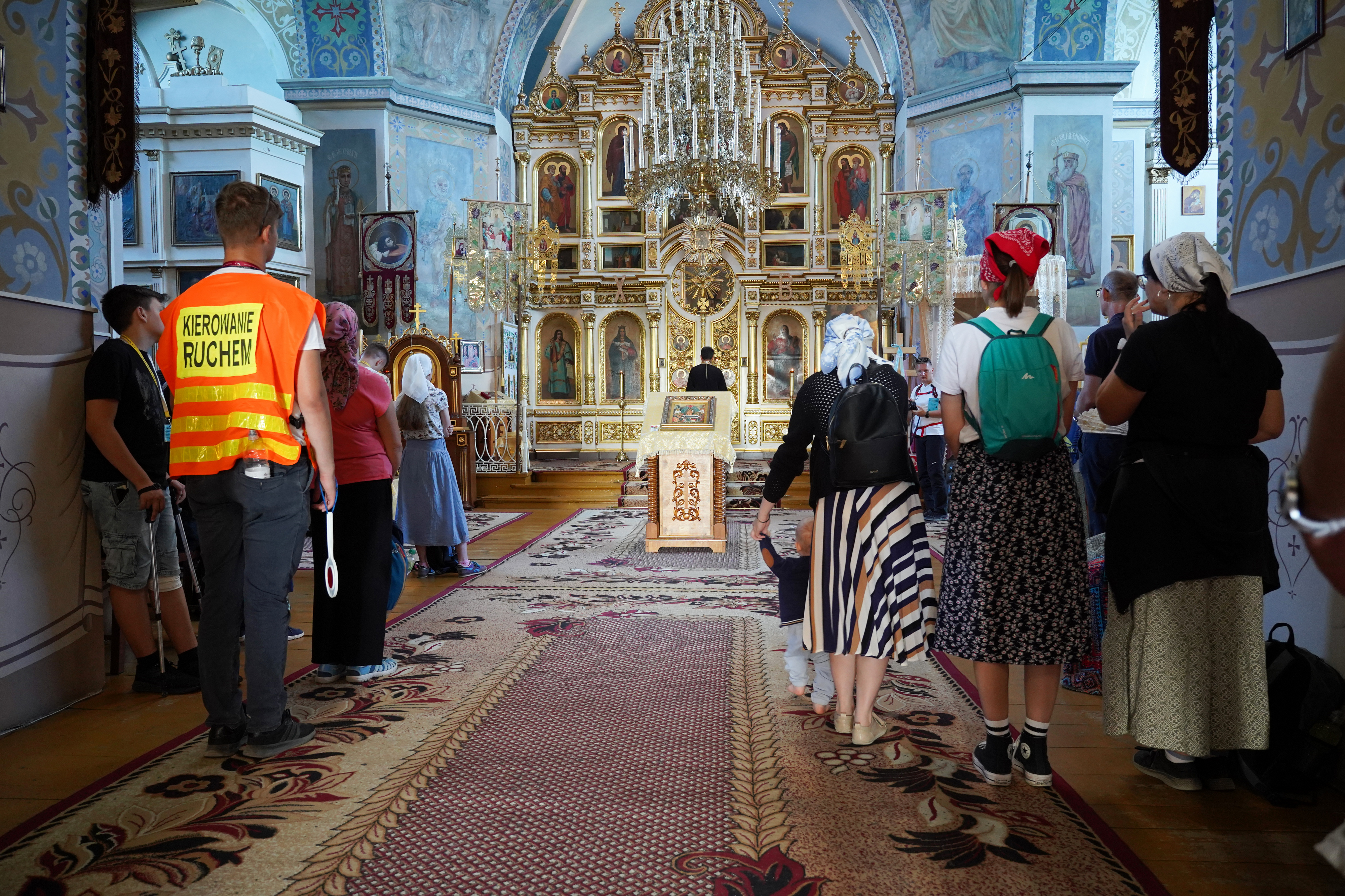 Pilgrims to Grabarka Convent in Orthodox church in Zabłudów