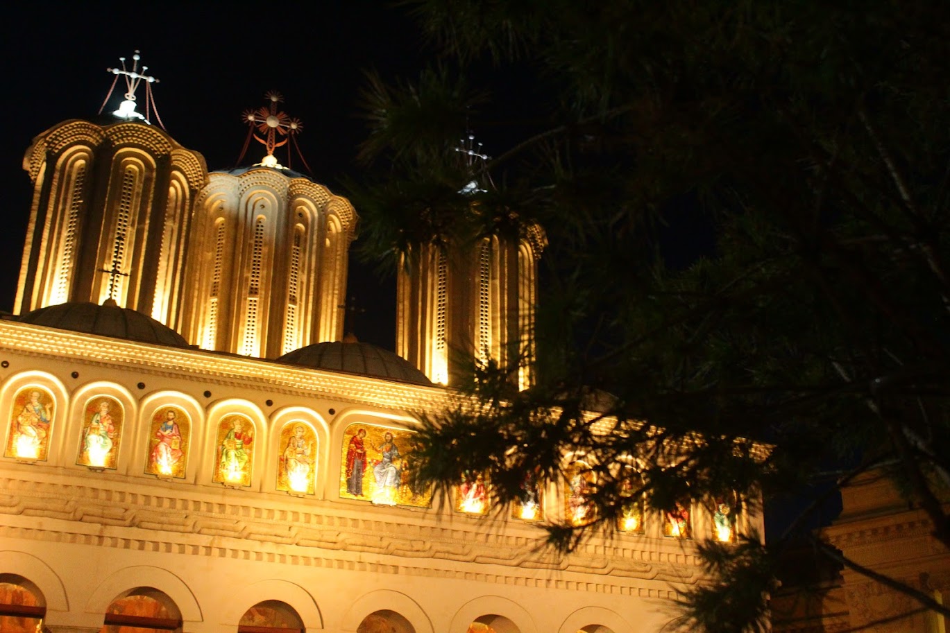 Patriarchal Cathedral from Bucharest at evening time