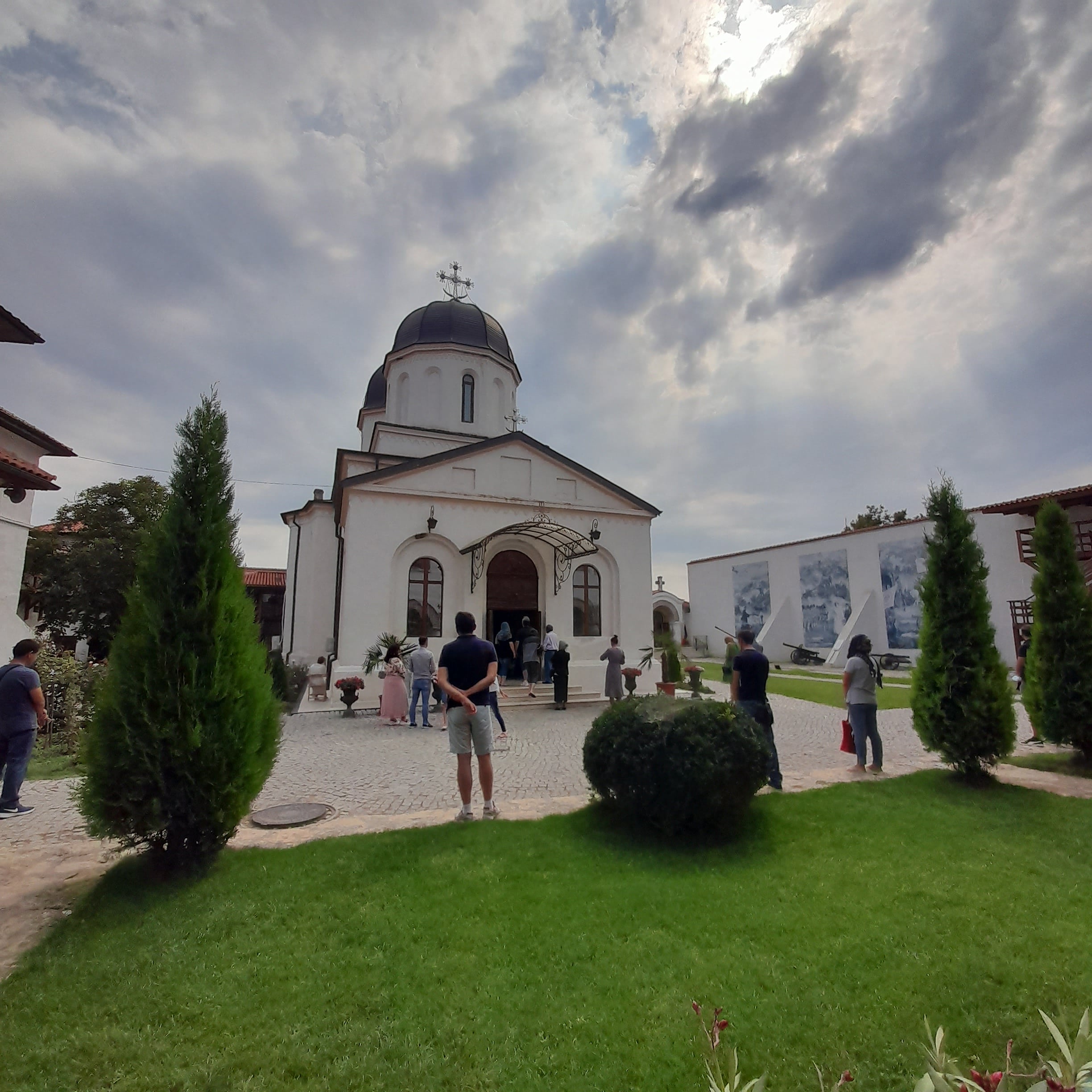 People attending the Divine Liturgy at Comana Monastery