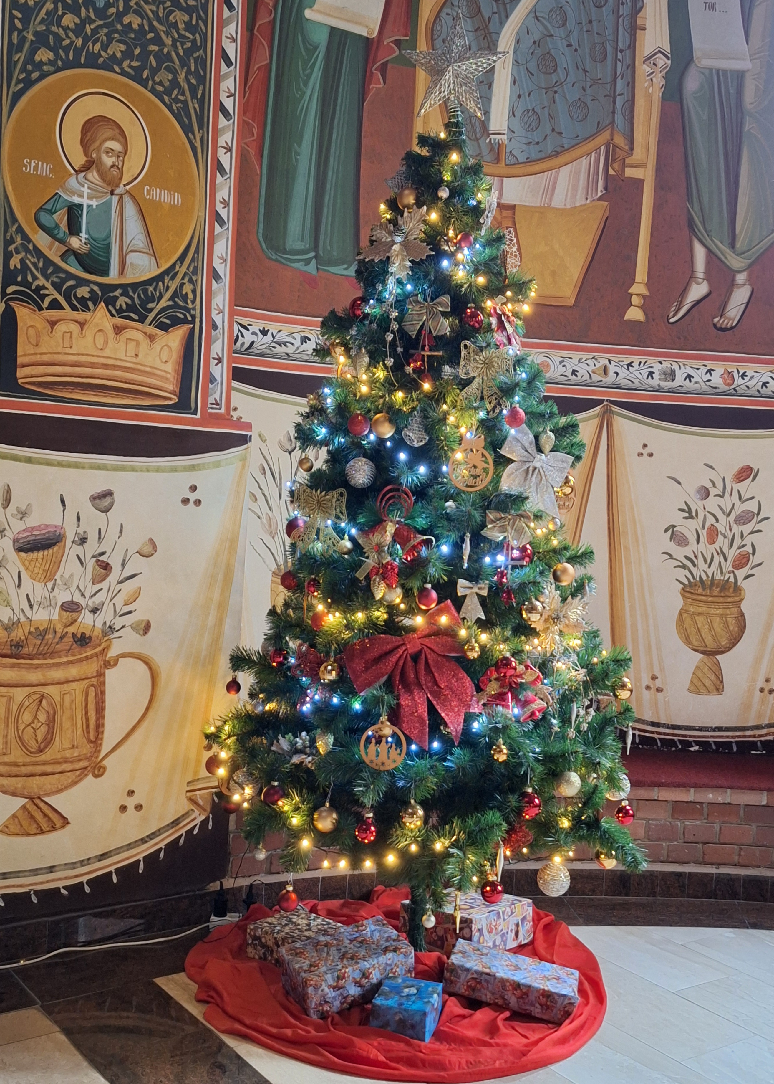 Beautiful Christmas tree inside the church