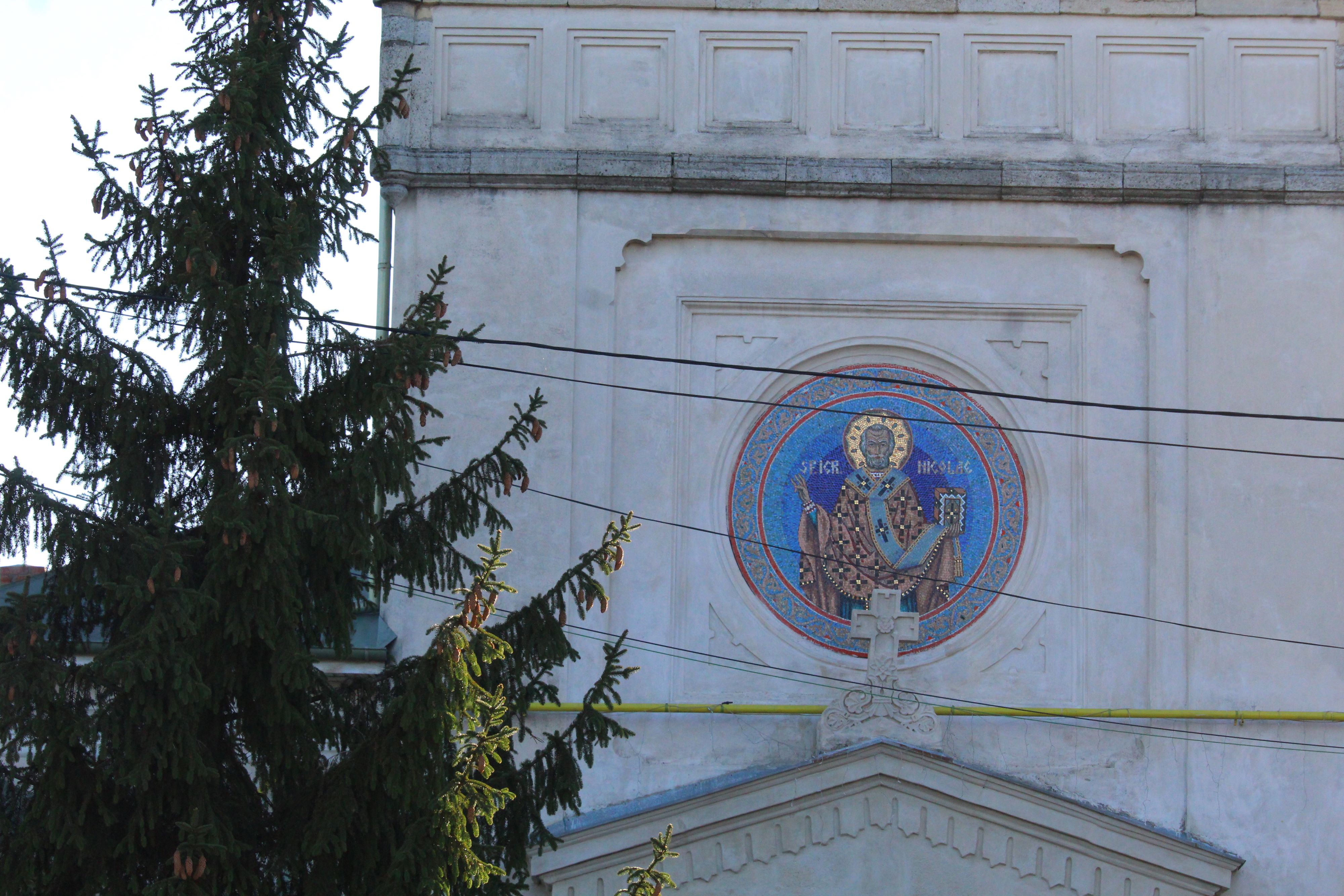 Icon with Saint Nicholas on the entrance of a monastery