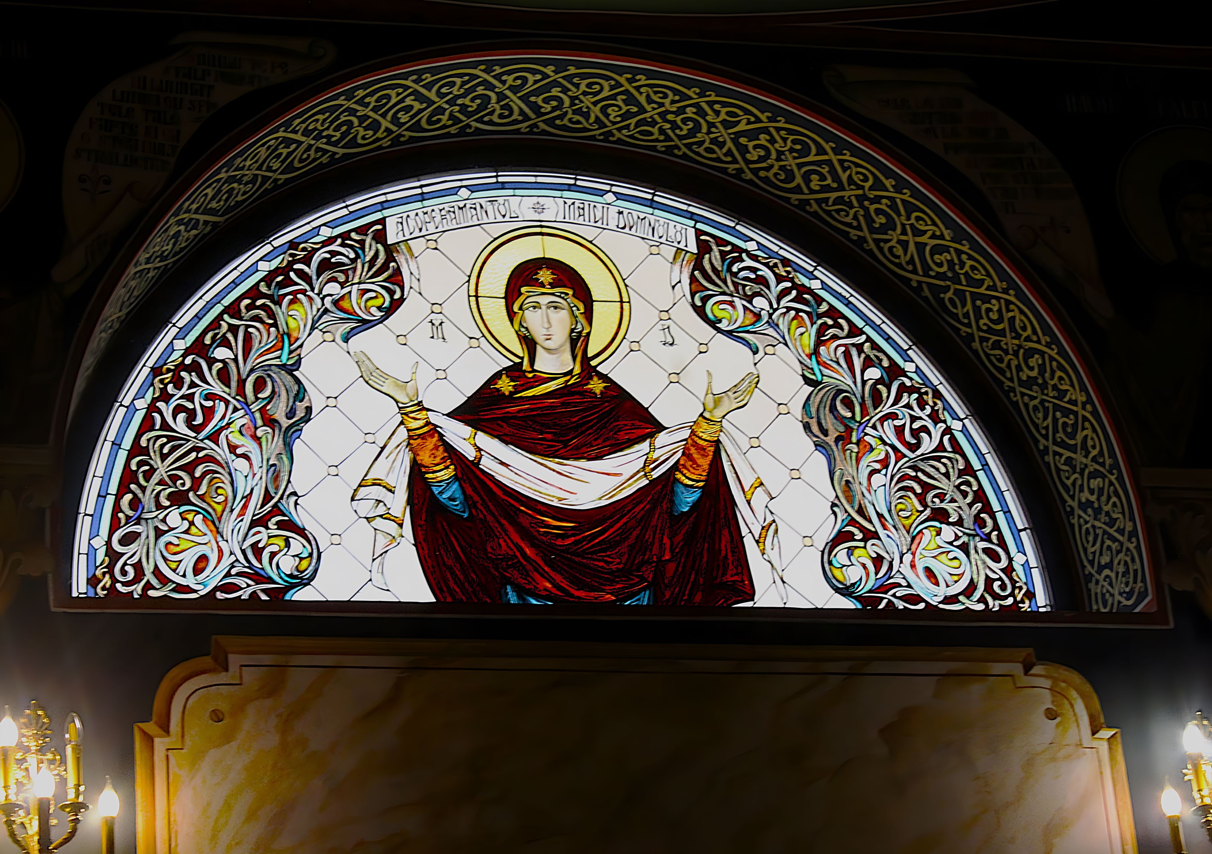 Stained glass window at the Holy Monastery „Saint Mary” Techirghiol Constanta