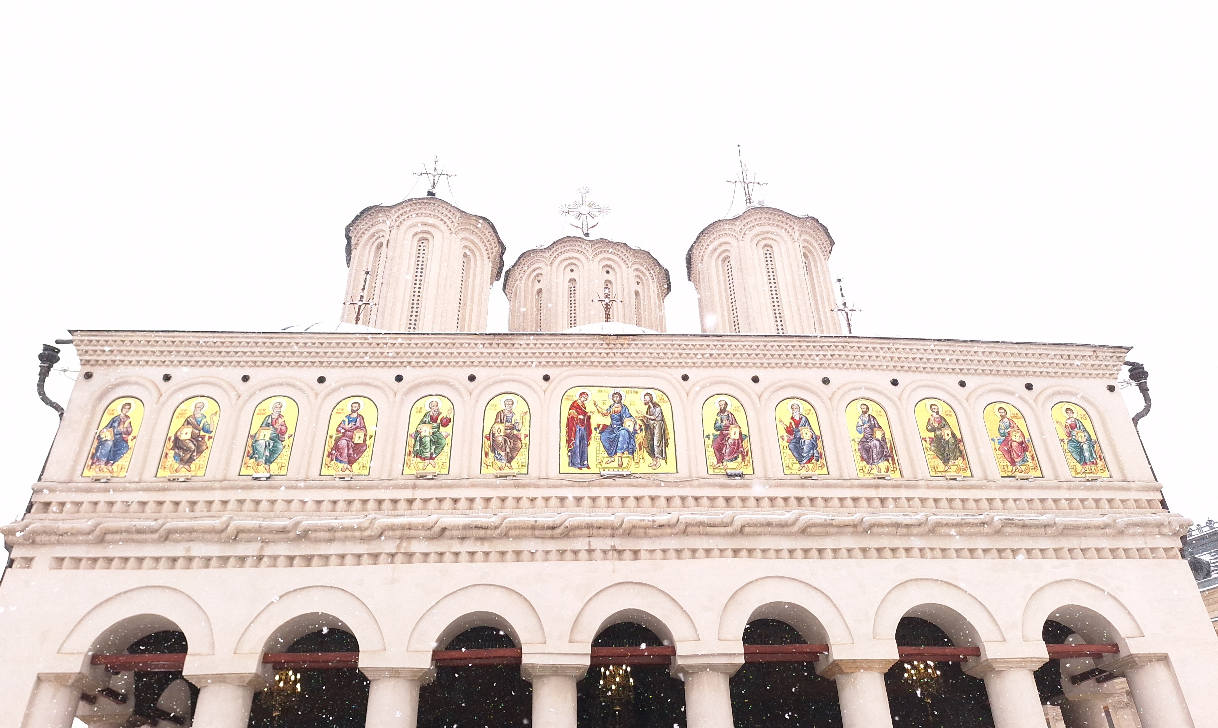 The Patriarchal Cathedral from Bucharest covered in snow