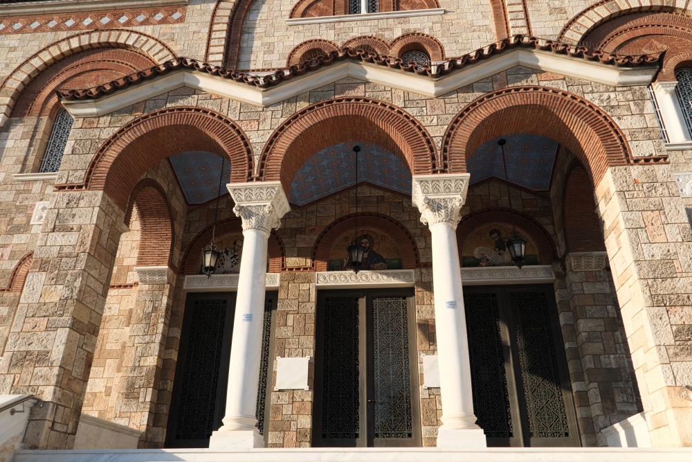 Entrance to the Pireus cathedral, 2025
