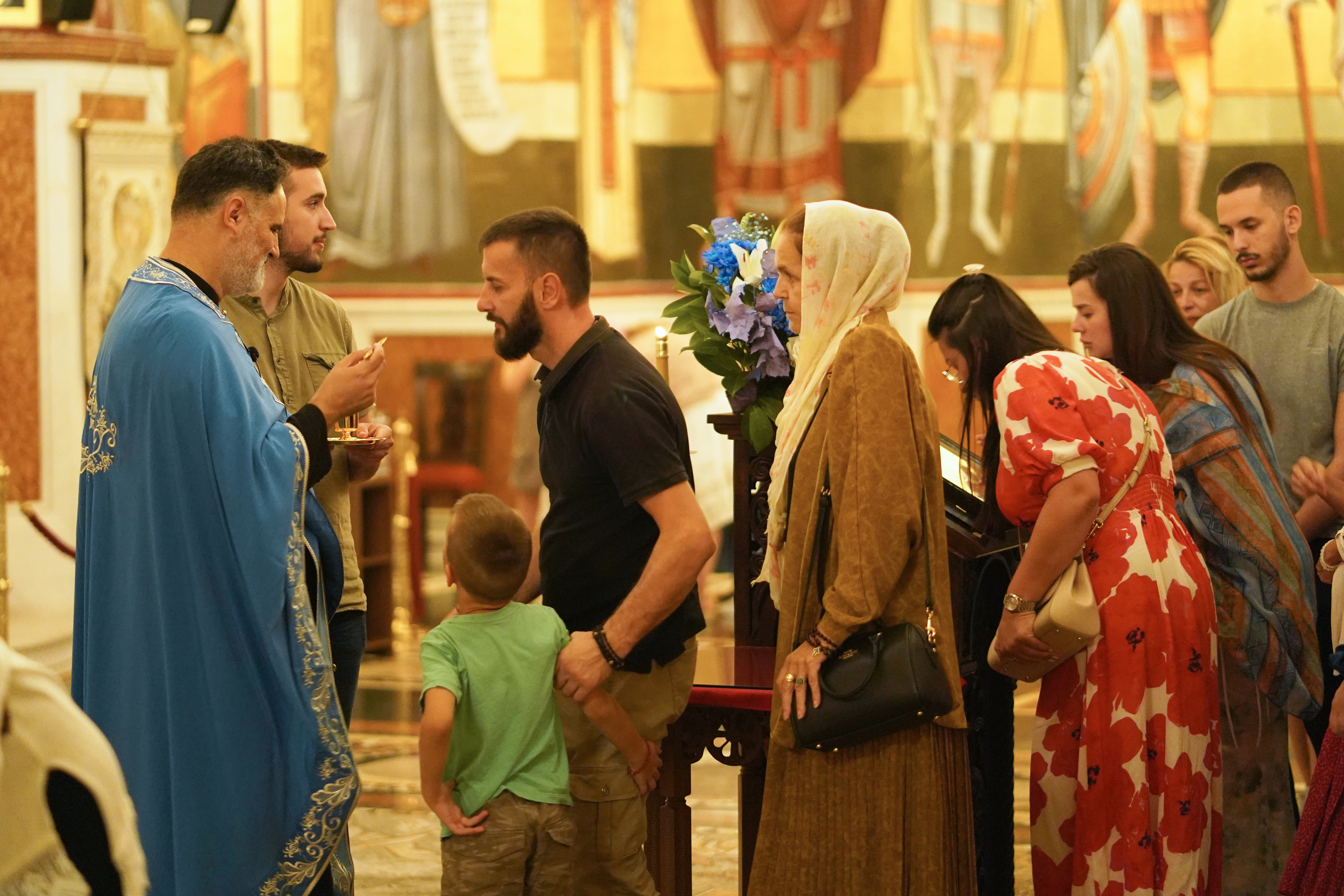The All-Night Vigil of Dormition feast in Ressurection of Christ Orthodox Cathedral in Podgorica