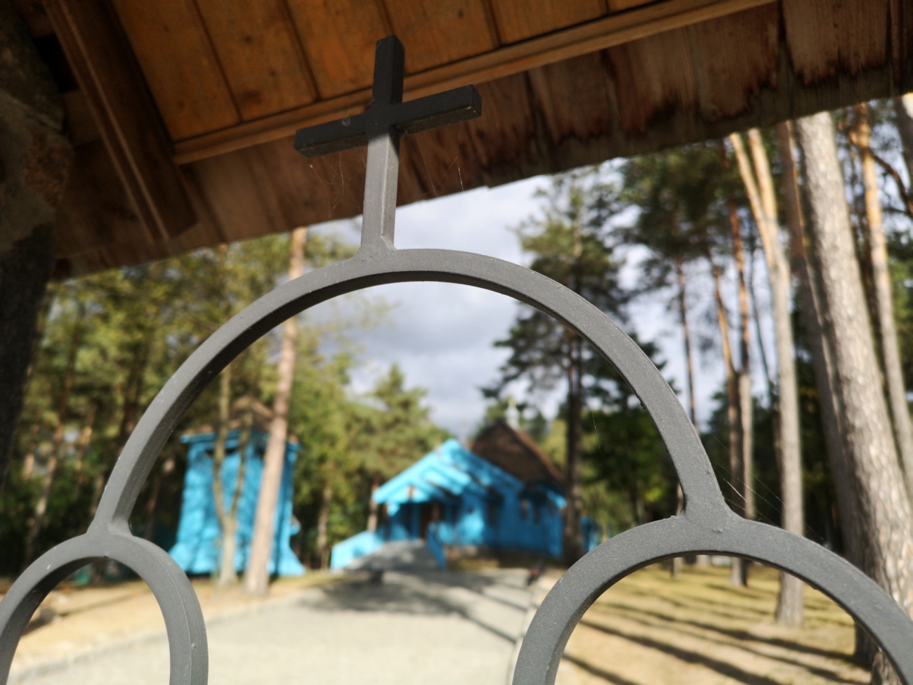 Orthodox monastery in Saki, view through the gate, 2025