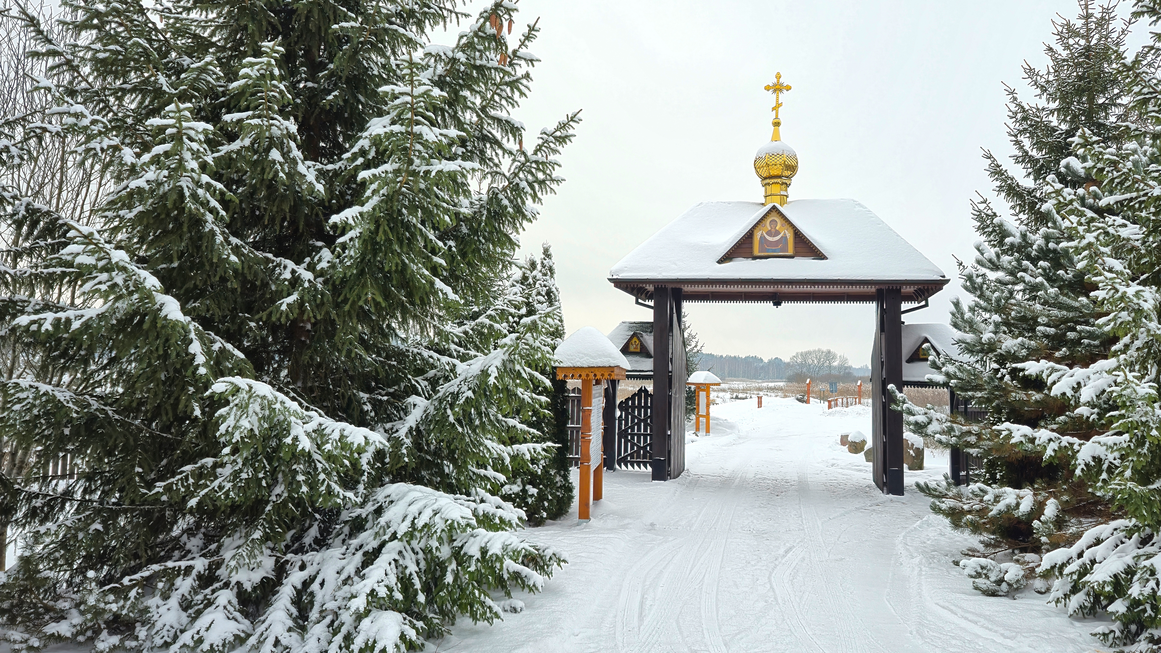 The Orthodox skete in Odrynki in winter