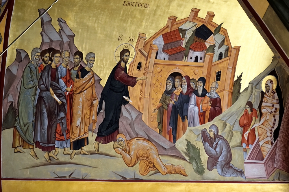 Wskrzeszenie Łazarza, fresk w Podgoricy, 2024