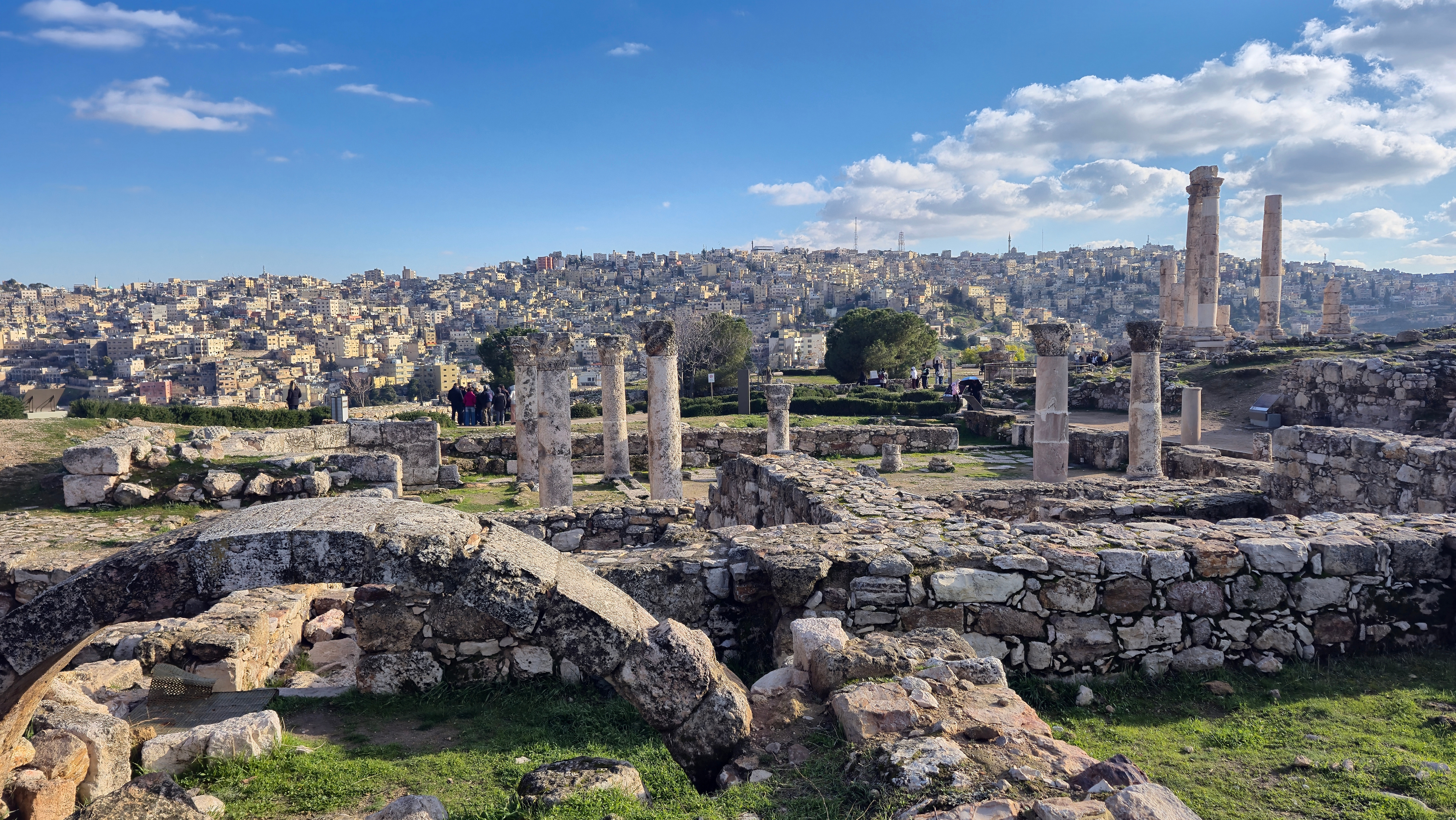 The ruins of Christian basilic, 6 th. century, in Amman's Citadel