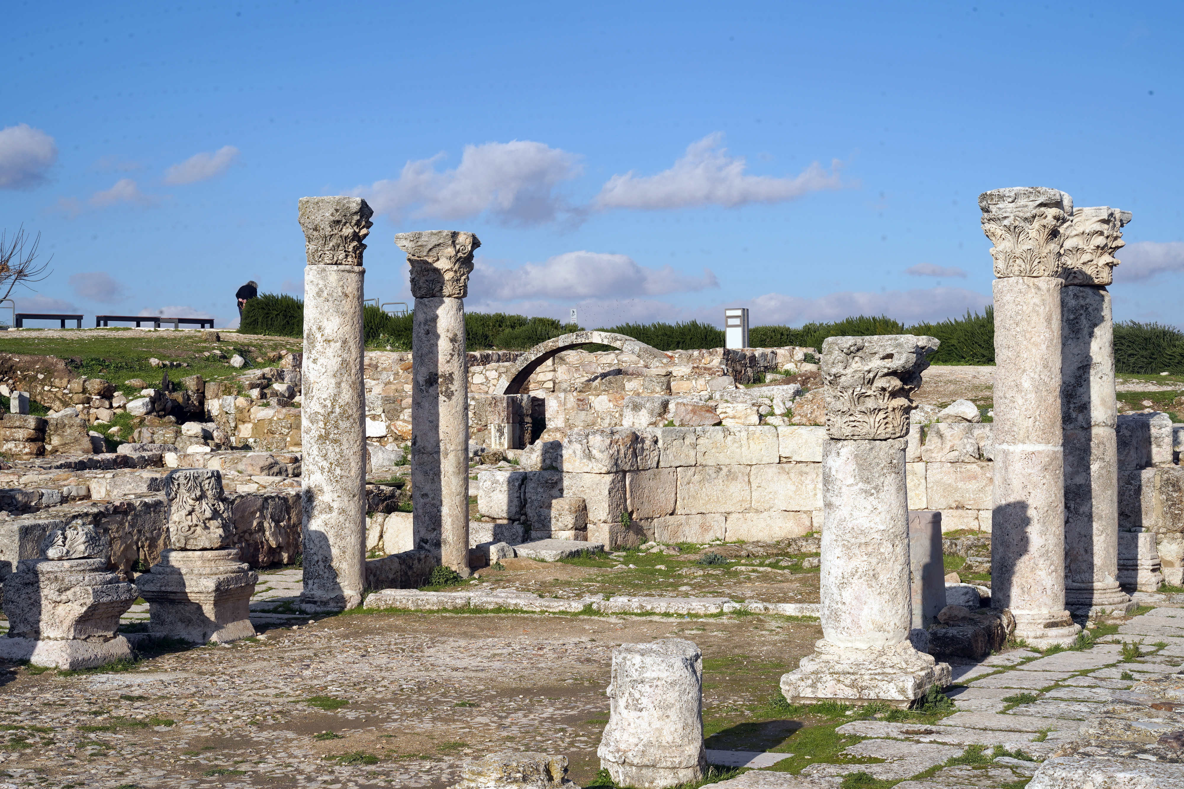The ruins of Christian basilic, 6 th. century, in Amman's Citadel