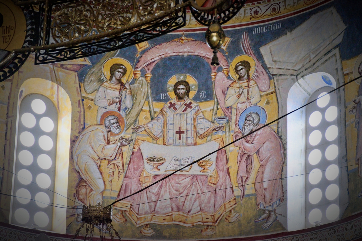 Eucharystia - fresk w soborze w Barze, 2024